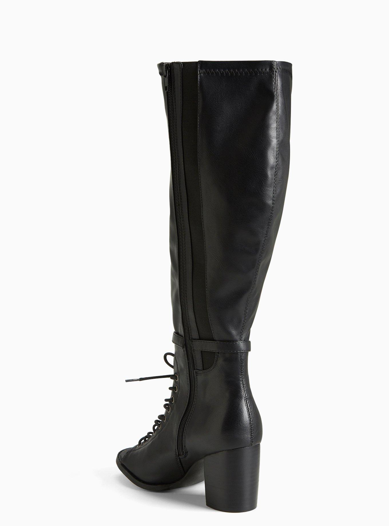 Plus Size - Peep Toe Zipper Tall Boots (Wide Width & Wide Calf) - Torrid