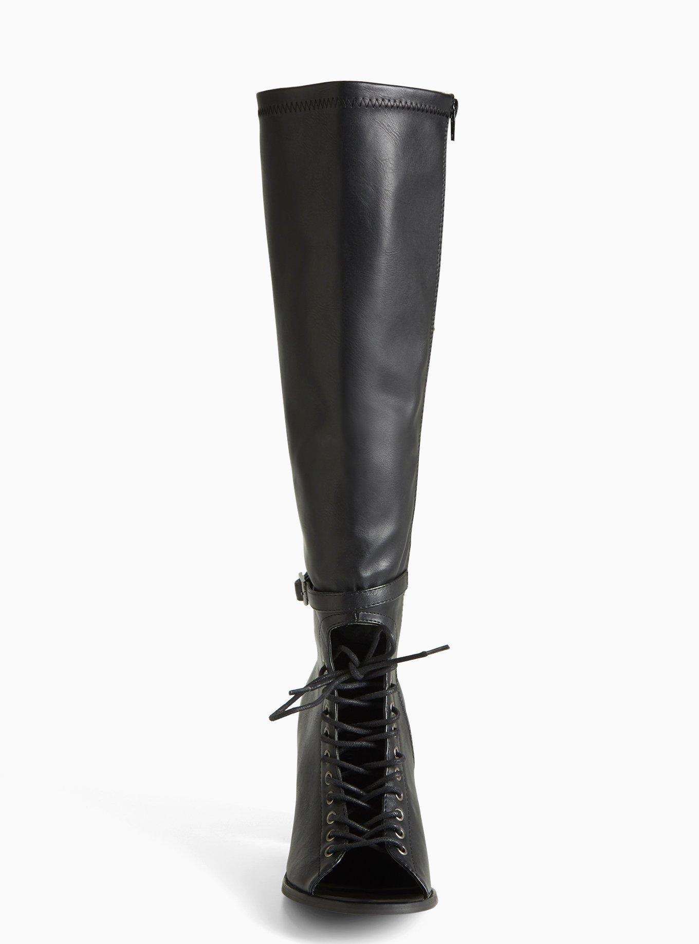 Lace up knee 2025 high boots wide calf