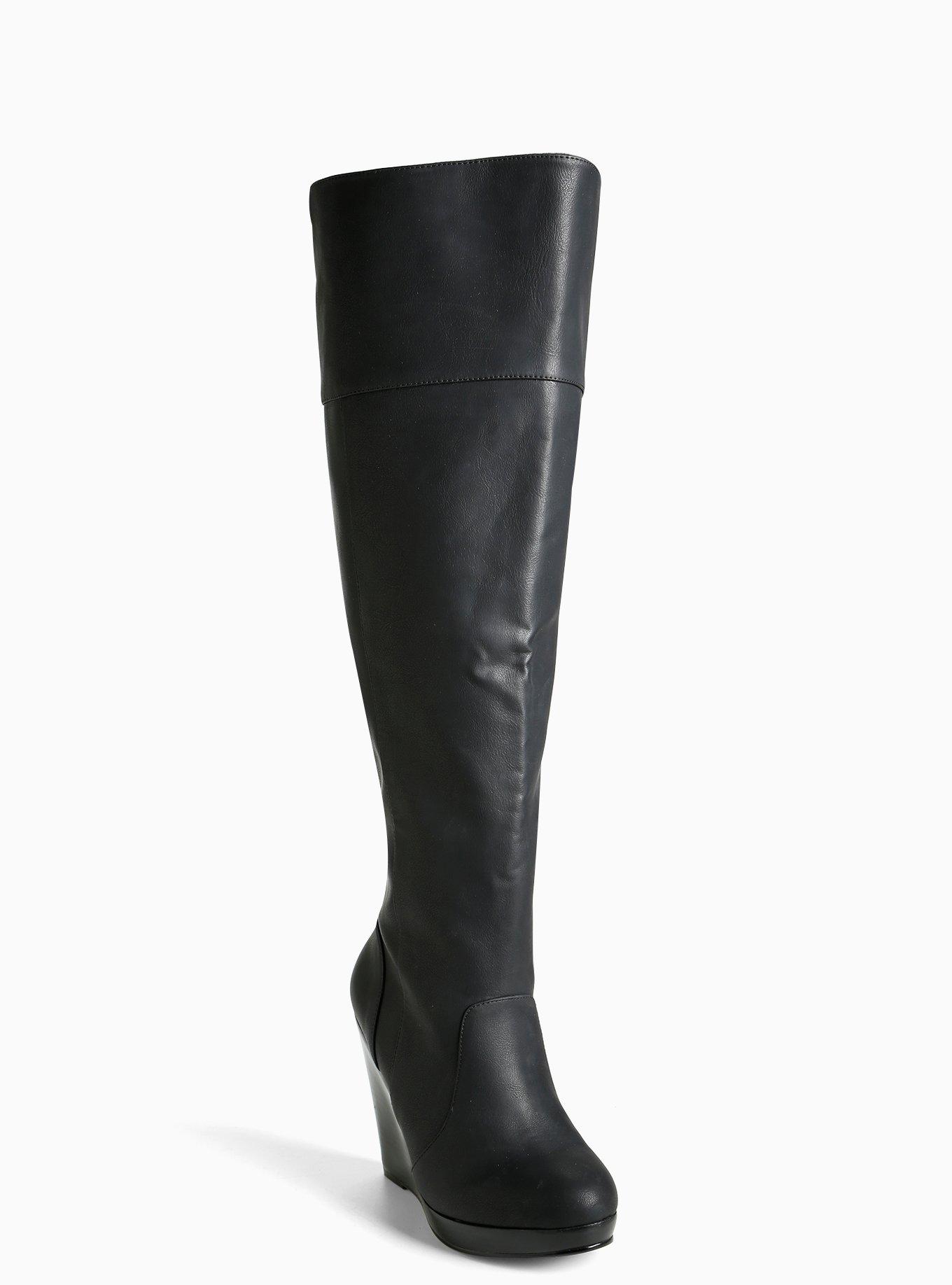 Black wedge boots sales wide calf