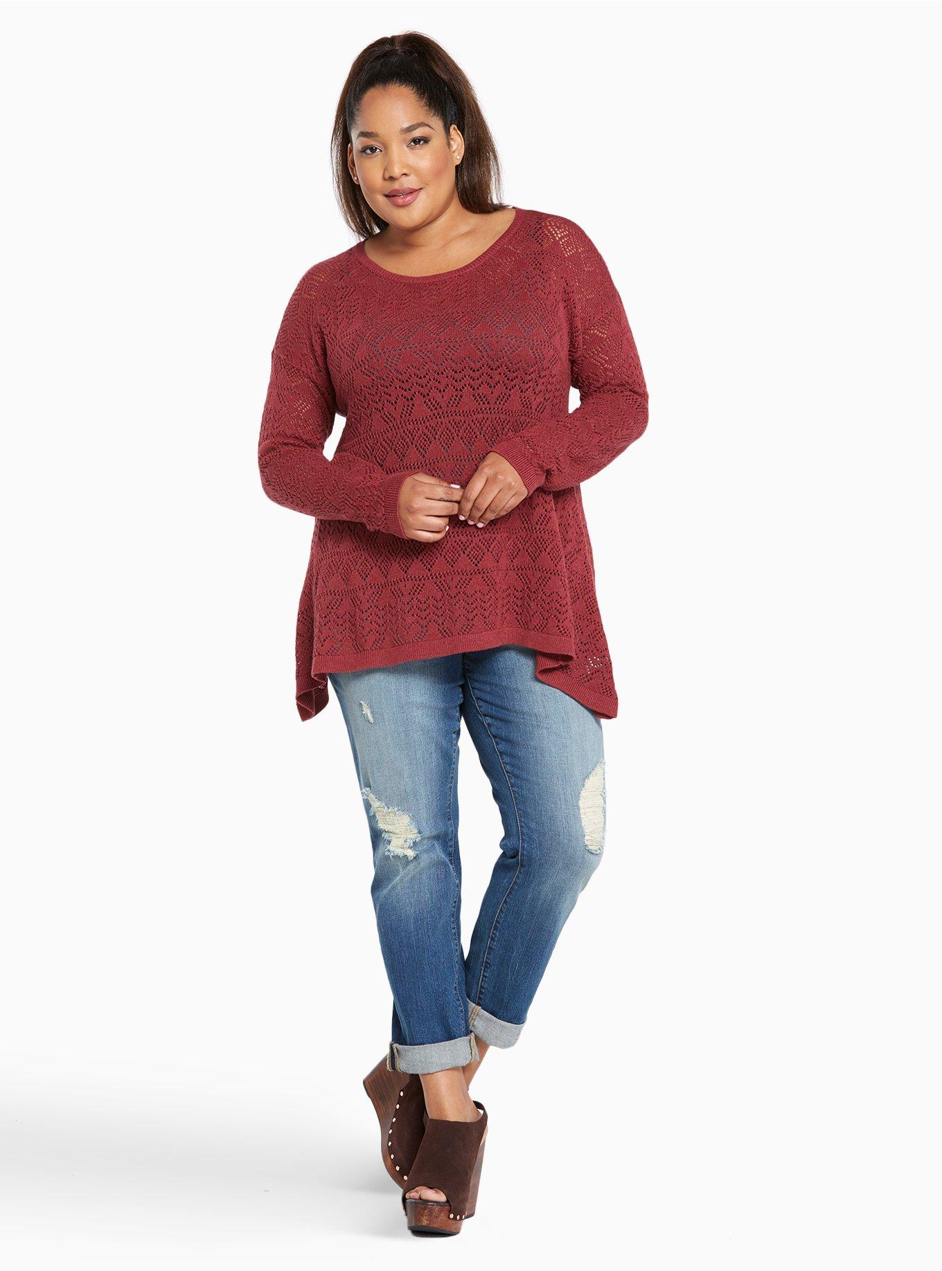 Open Stitch Tunic Sweater, NONEC, alternate