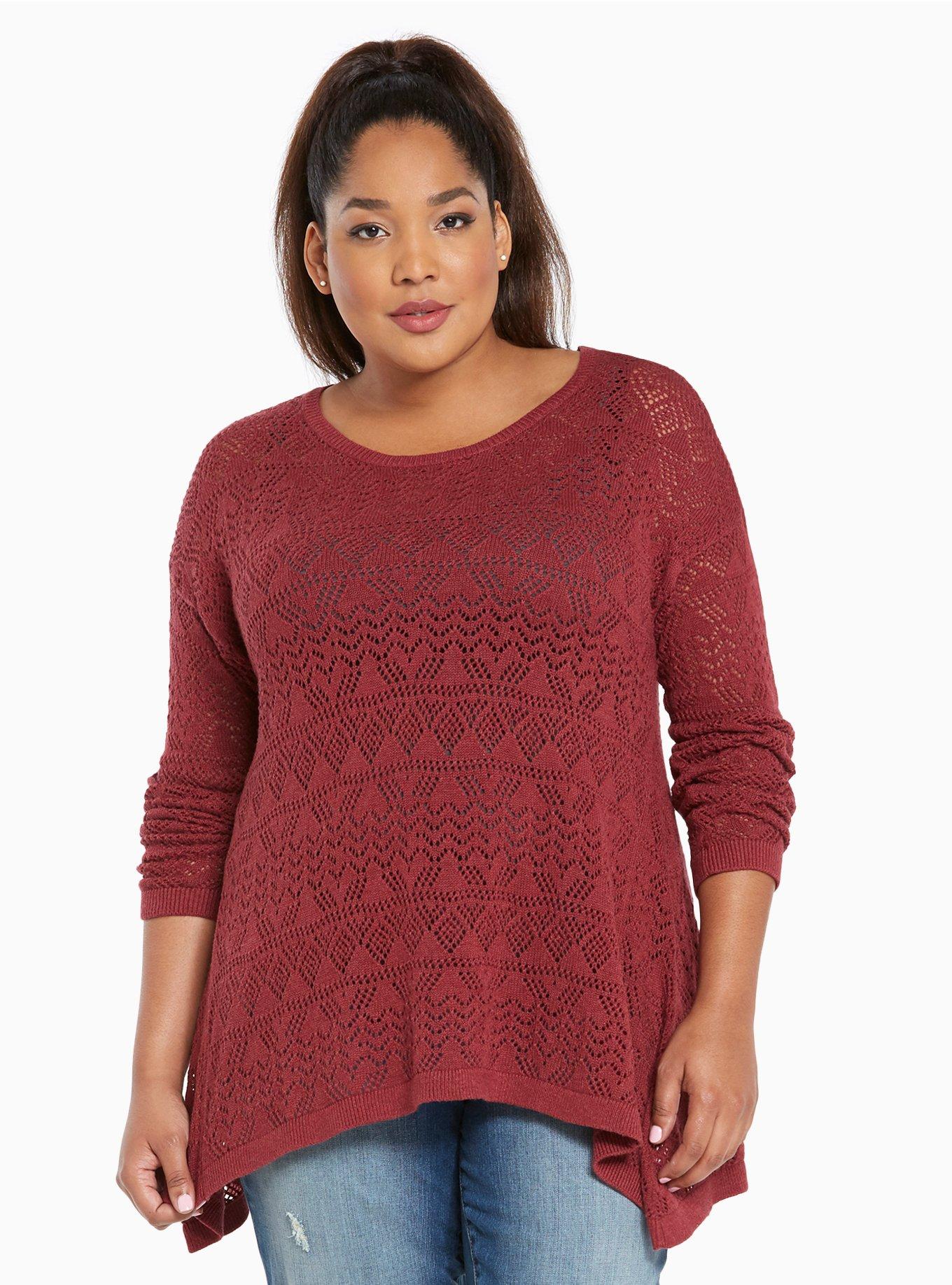 Plus Size - Open Stitch Tunic Sweater - Torrid