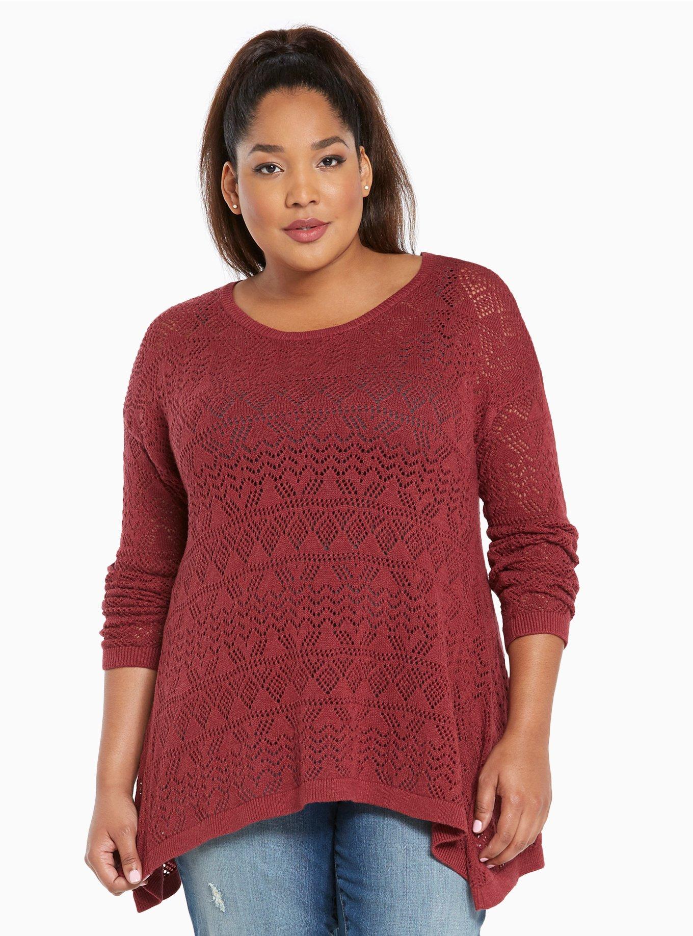 Open Stitch Tunic Sweater, NONEC, hi-res