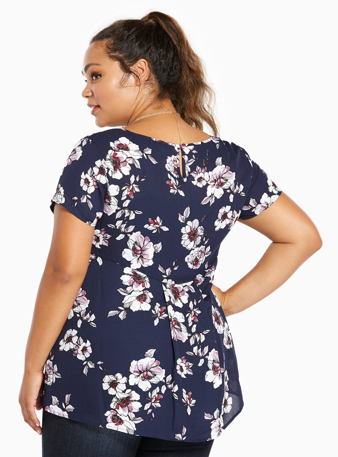 Floral Print Georgette Pleated Back Blouse, WATERCOLOR PEONIES, alternate