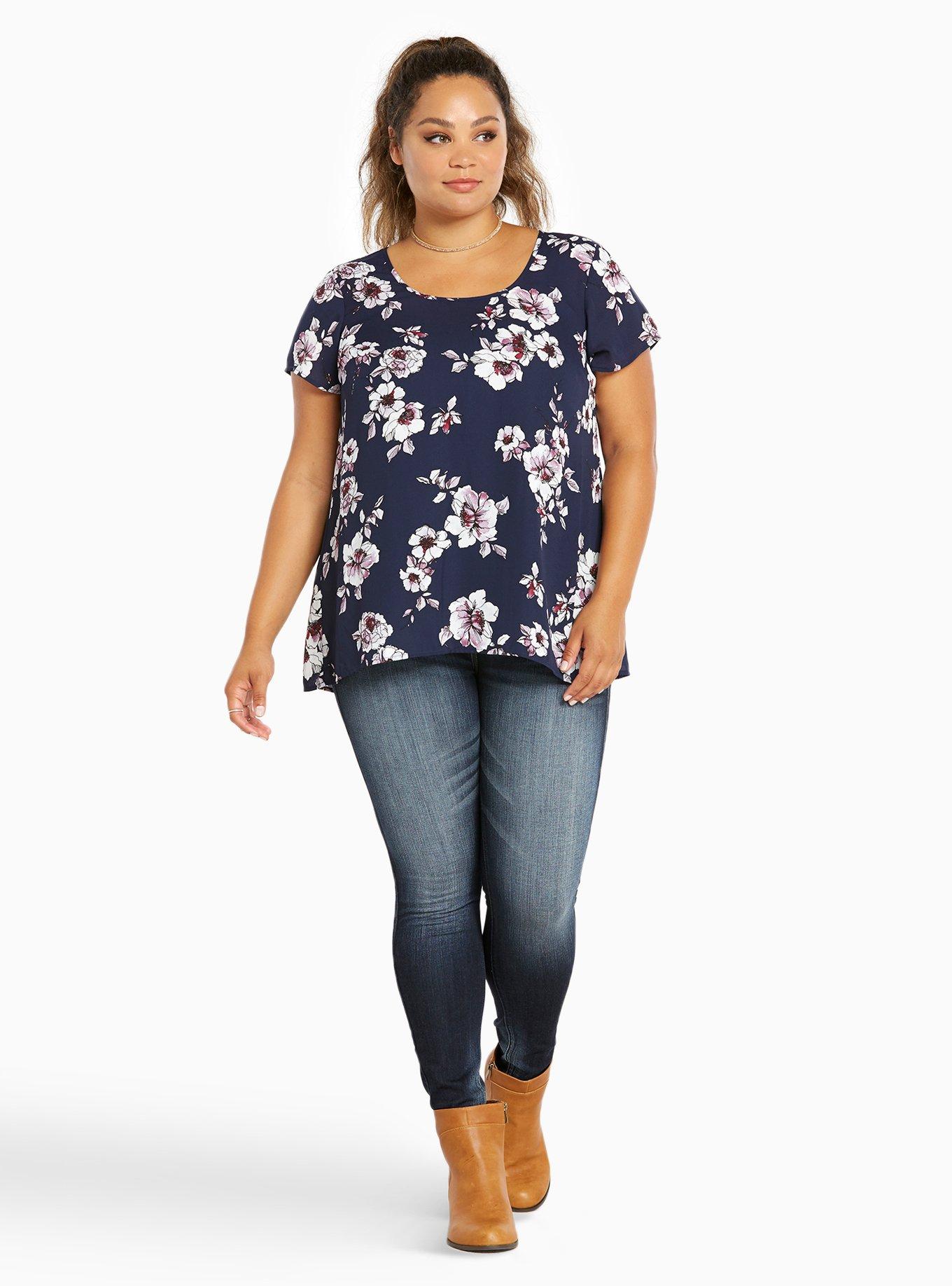 Floral Print Georgette Pleated Back Blouse, WATERCOLOR PEONIES, alternate