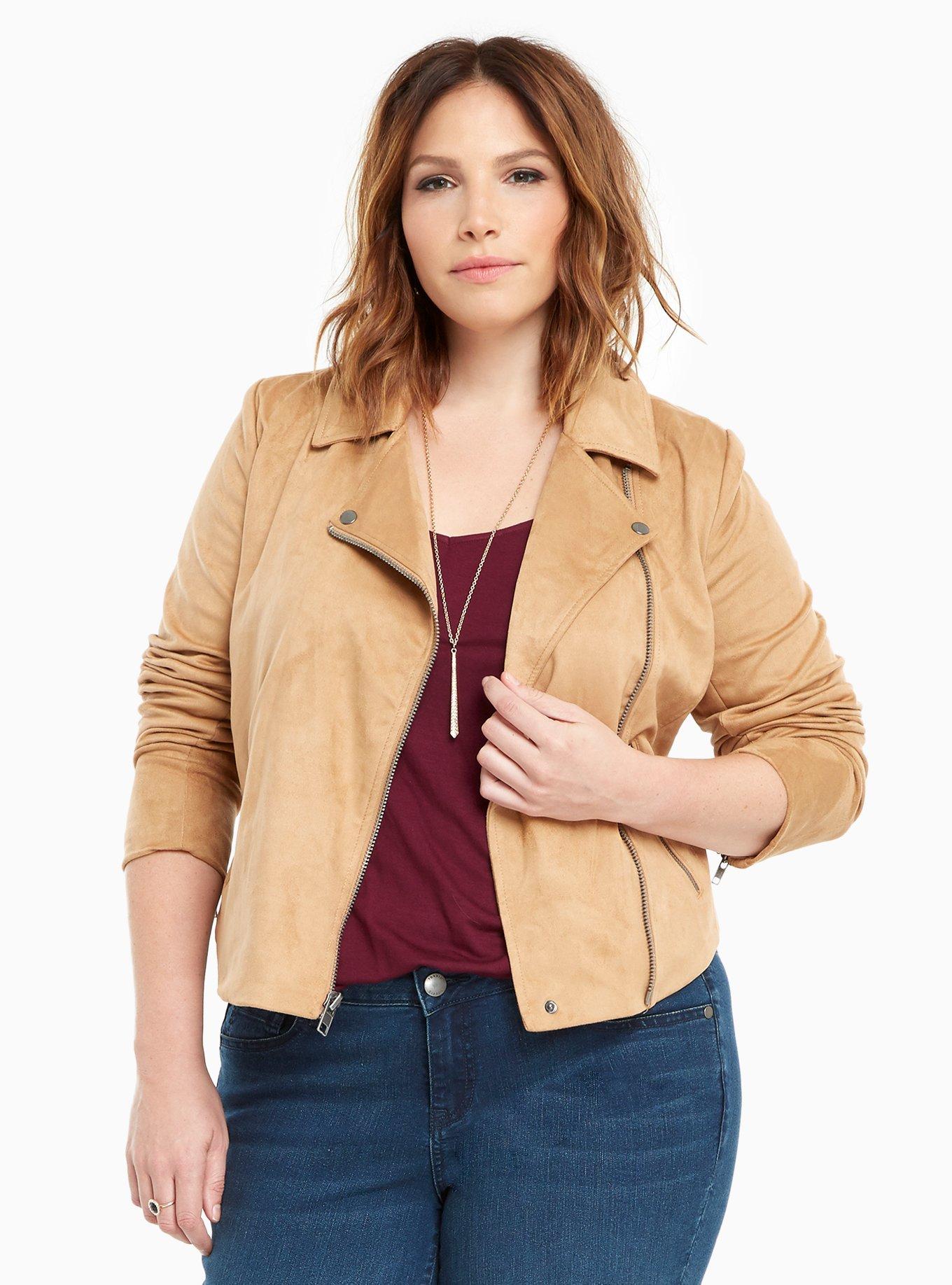 Faux suede moto jacket camel hotsell