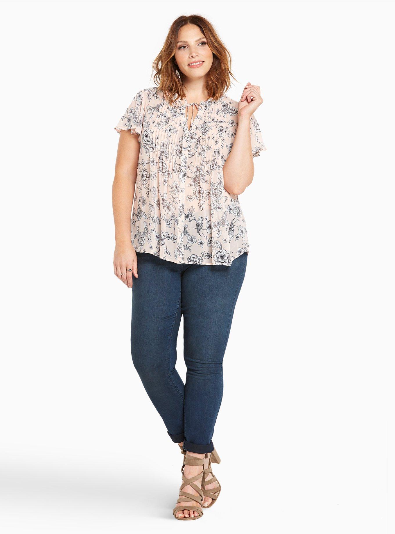 Torrid Curvy Skinny Jeans - Faded Dark Wash, CADET BLUES, alternate