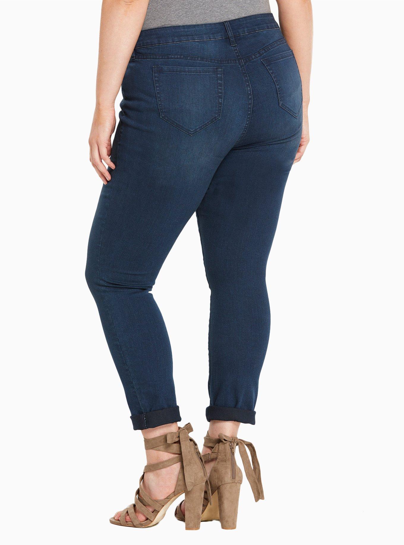 Torrid Curvy Skinny Jeans - Faded Dark Wash, CADET BLUES, alternate