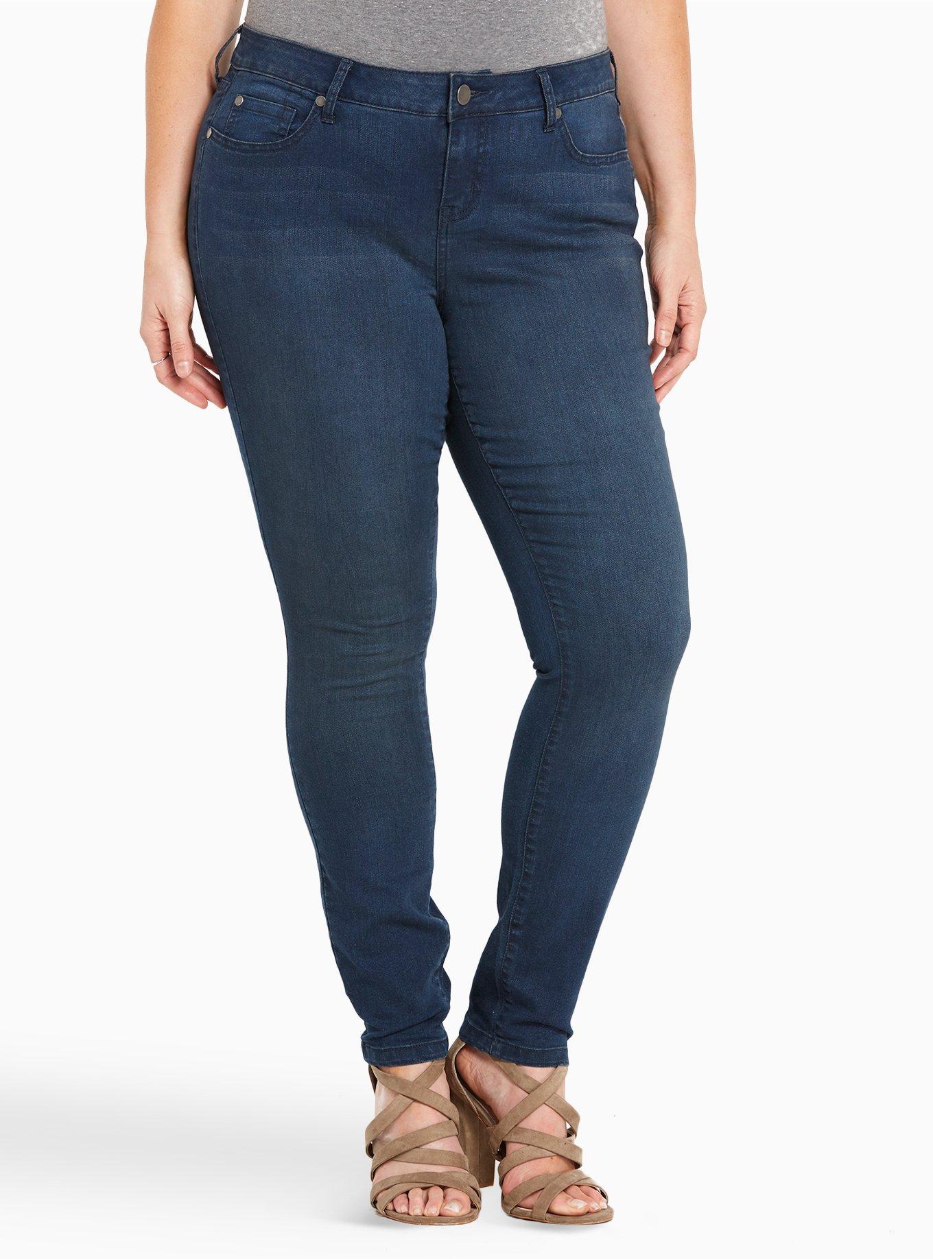 Torrid Curvy Skinny Jeans - Faded Dark Wash, CADET BLUES, alternate