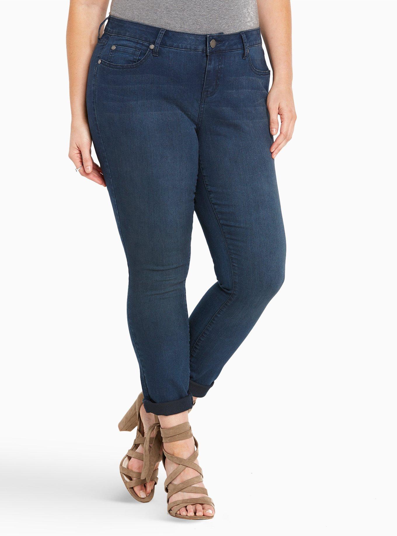 Torrid Curvy Skinny Jeans - Faded Dark Wash, CADET BLUES, hi-res