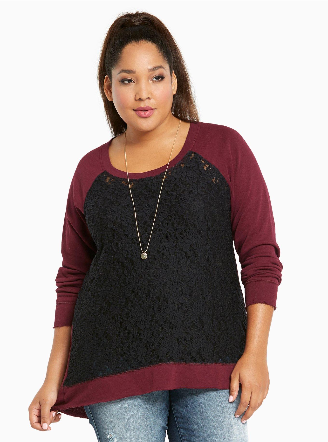 Lace front sweatshirt hotsell