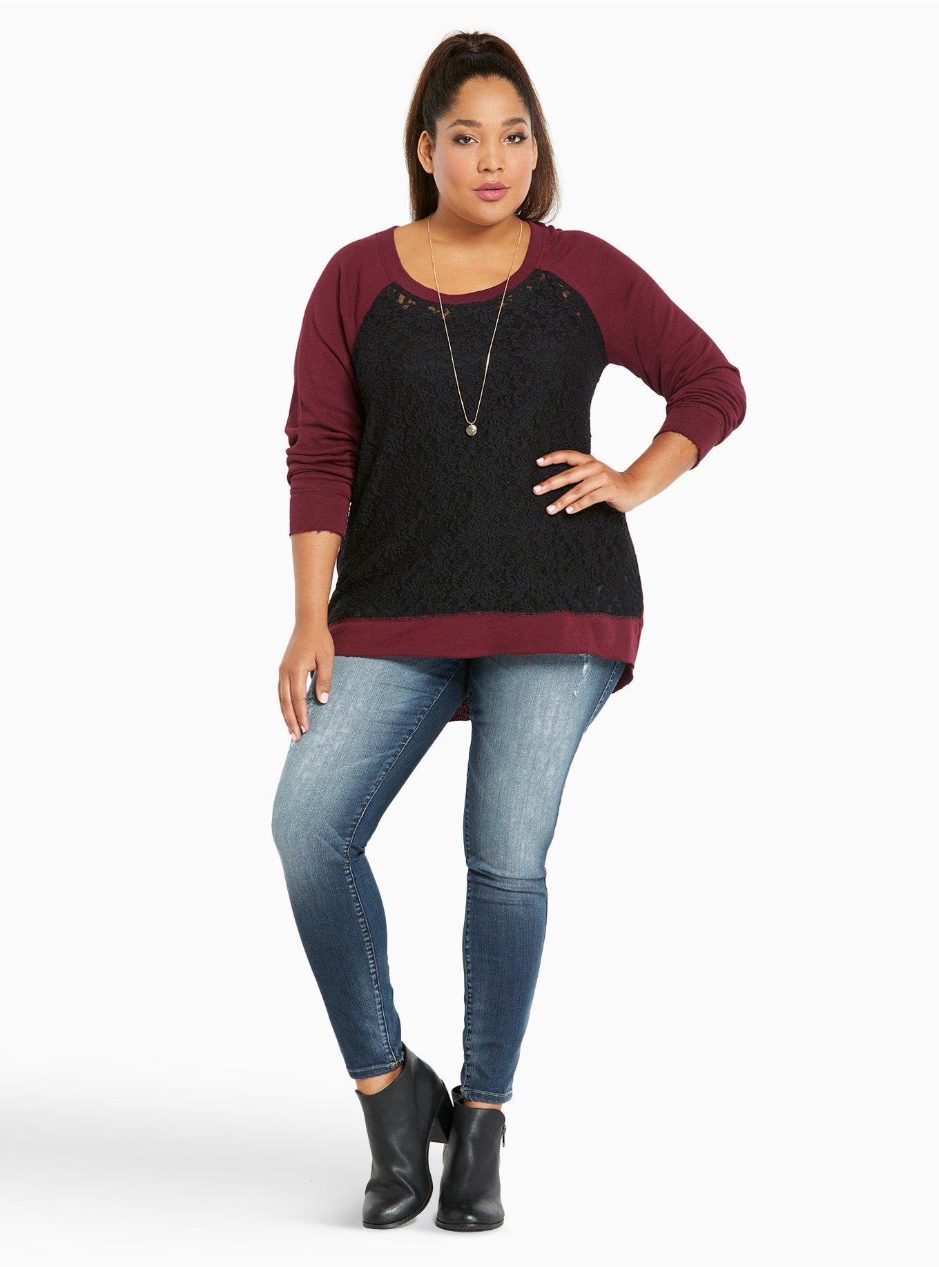 Plus Size Lace Front Sweatshirt Torrid