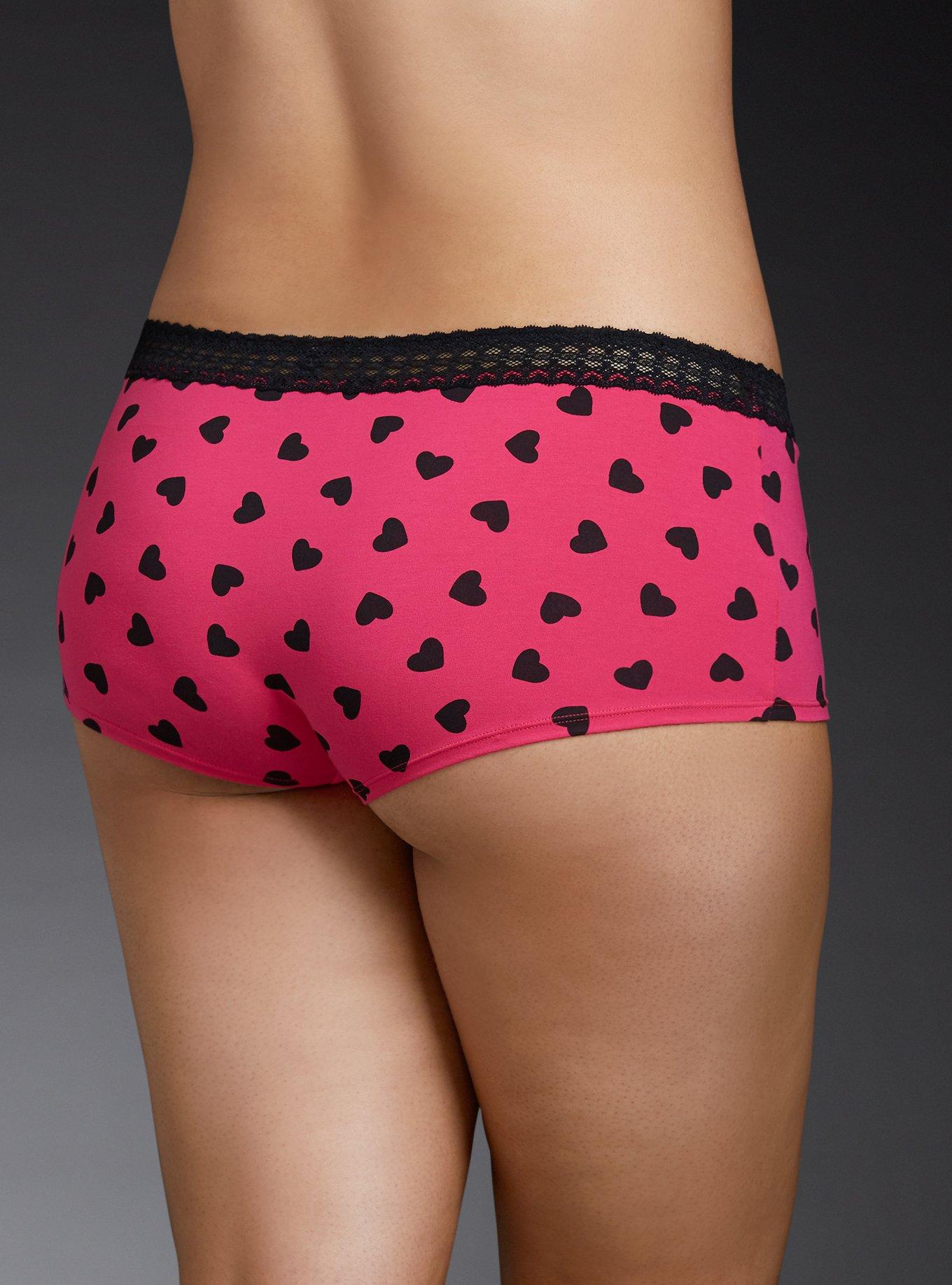 Heart Print Cotton Boyshort Panty, NONEC, alternate