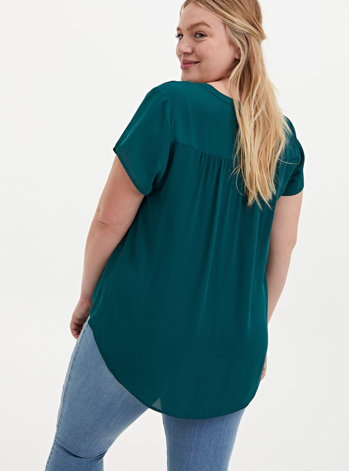 Plus Size - Georgette Hi-Low Short Sleeve Blouse - Torrid