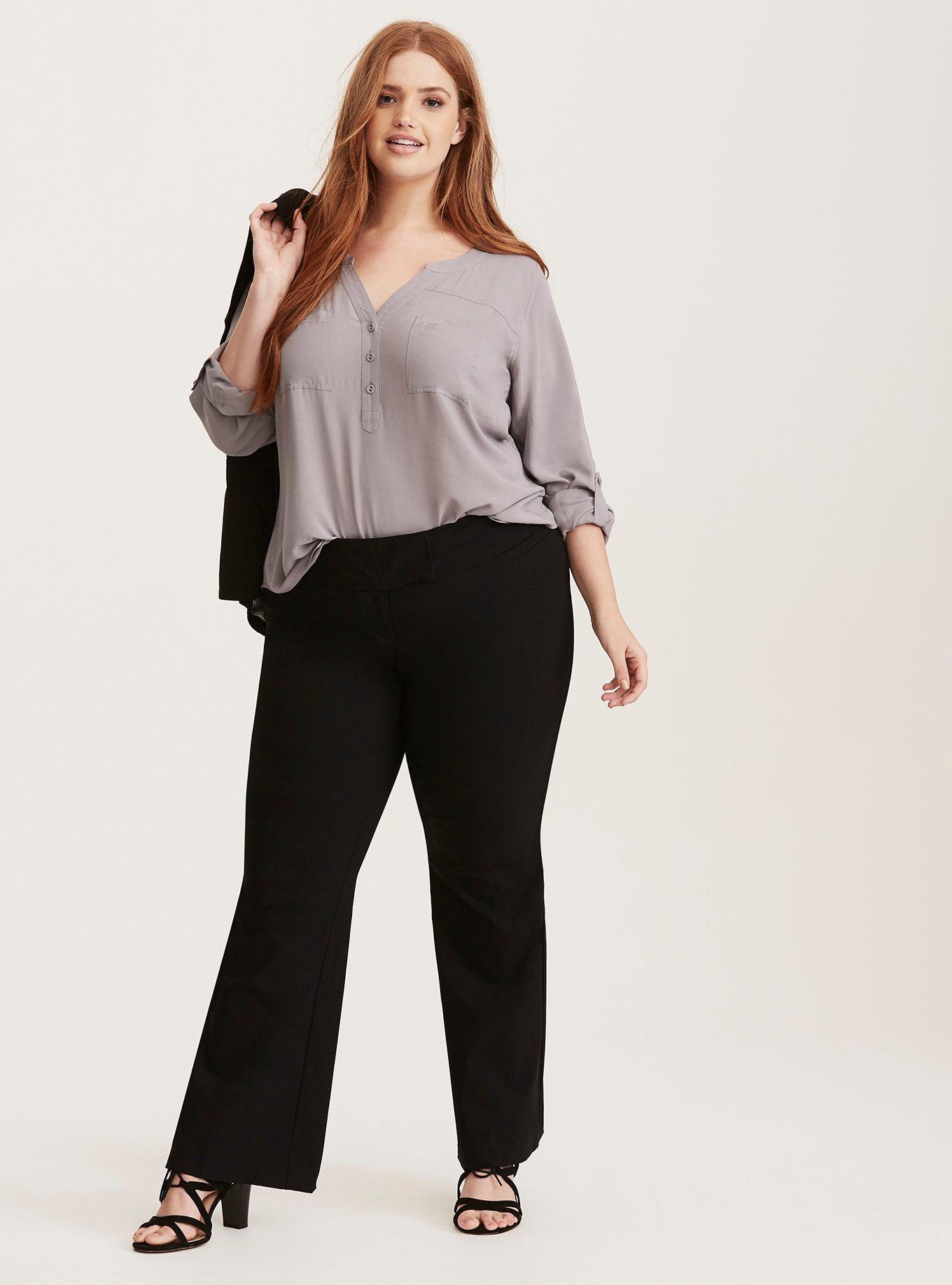 Plus Size Relaxed Trouser Pant - Black Deluxe Stretch, DEEP BLACK, alternate
