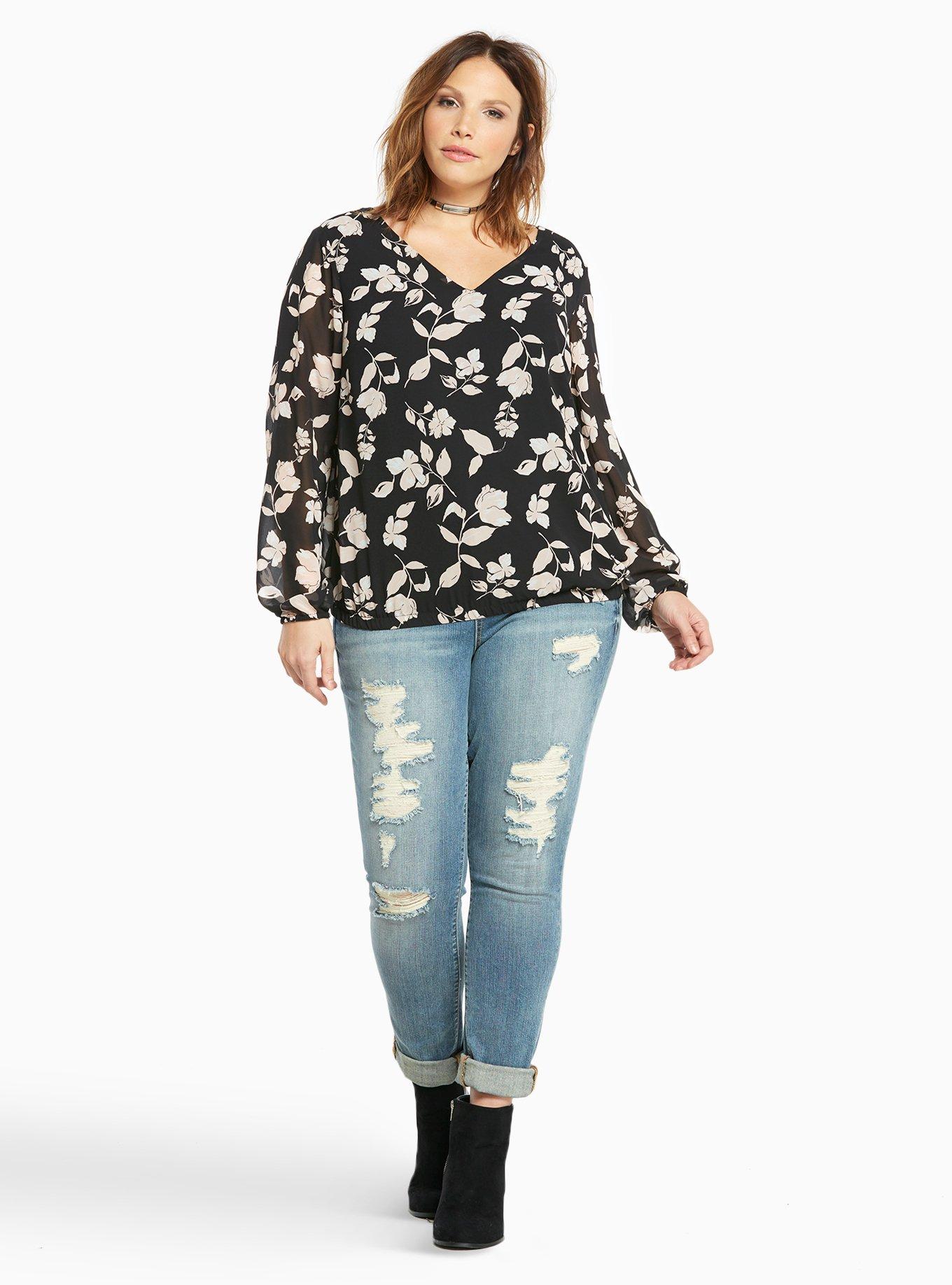 Floral Print Crossback Banded Bottom Top, SO DIVINE SHADOW, alternate