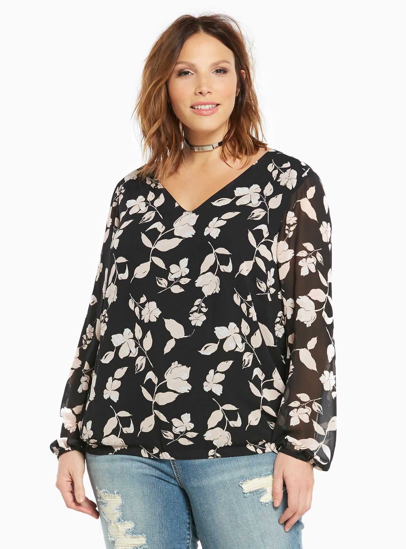 Floral Print Crossback Banded Bottom Top, SO DIVINE SHADOW, hi-res