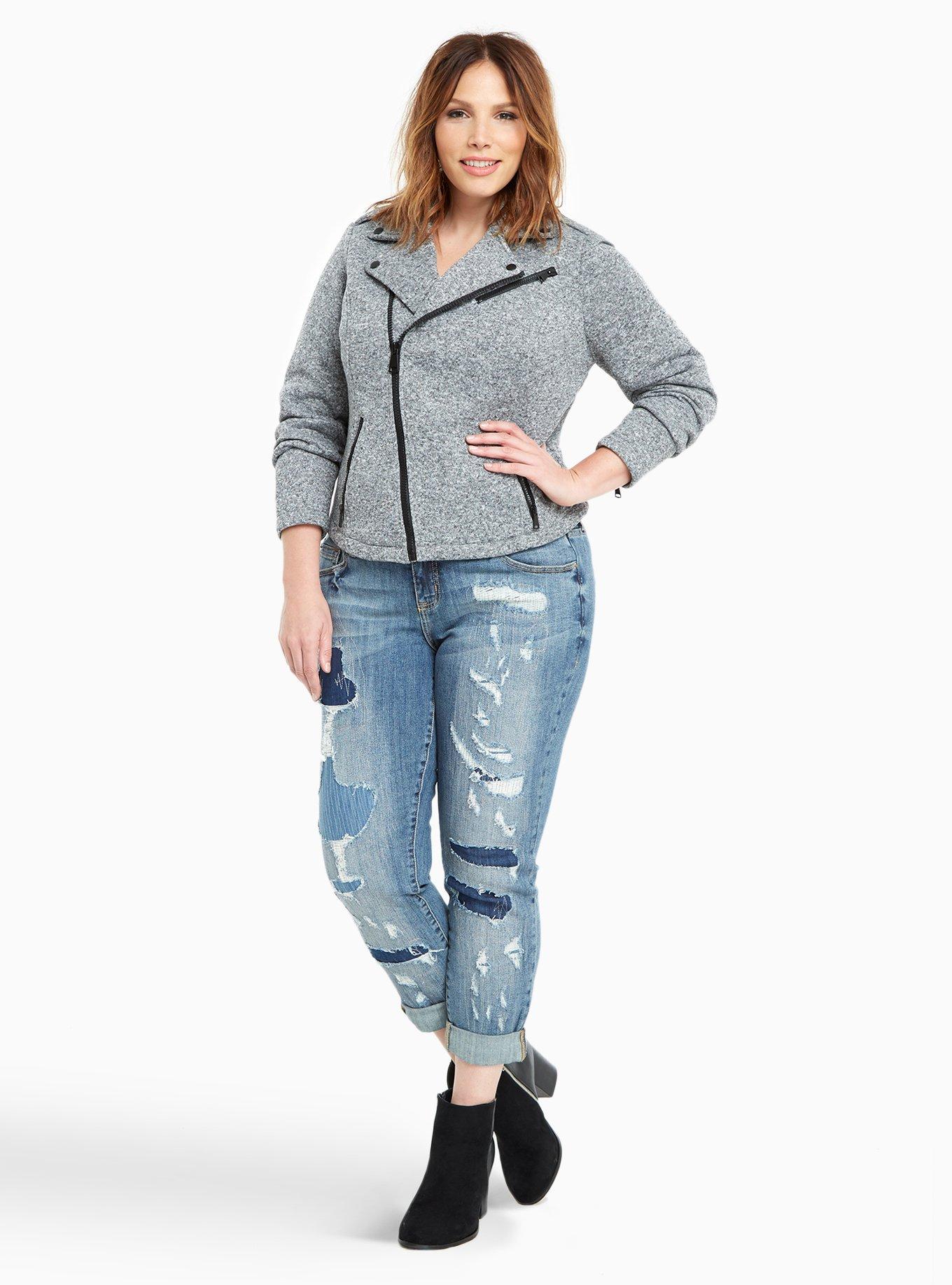 Torrid Premium Boyfriend Jeans - Light Wash with Super Distress, DESTRUCTED, alternate