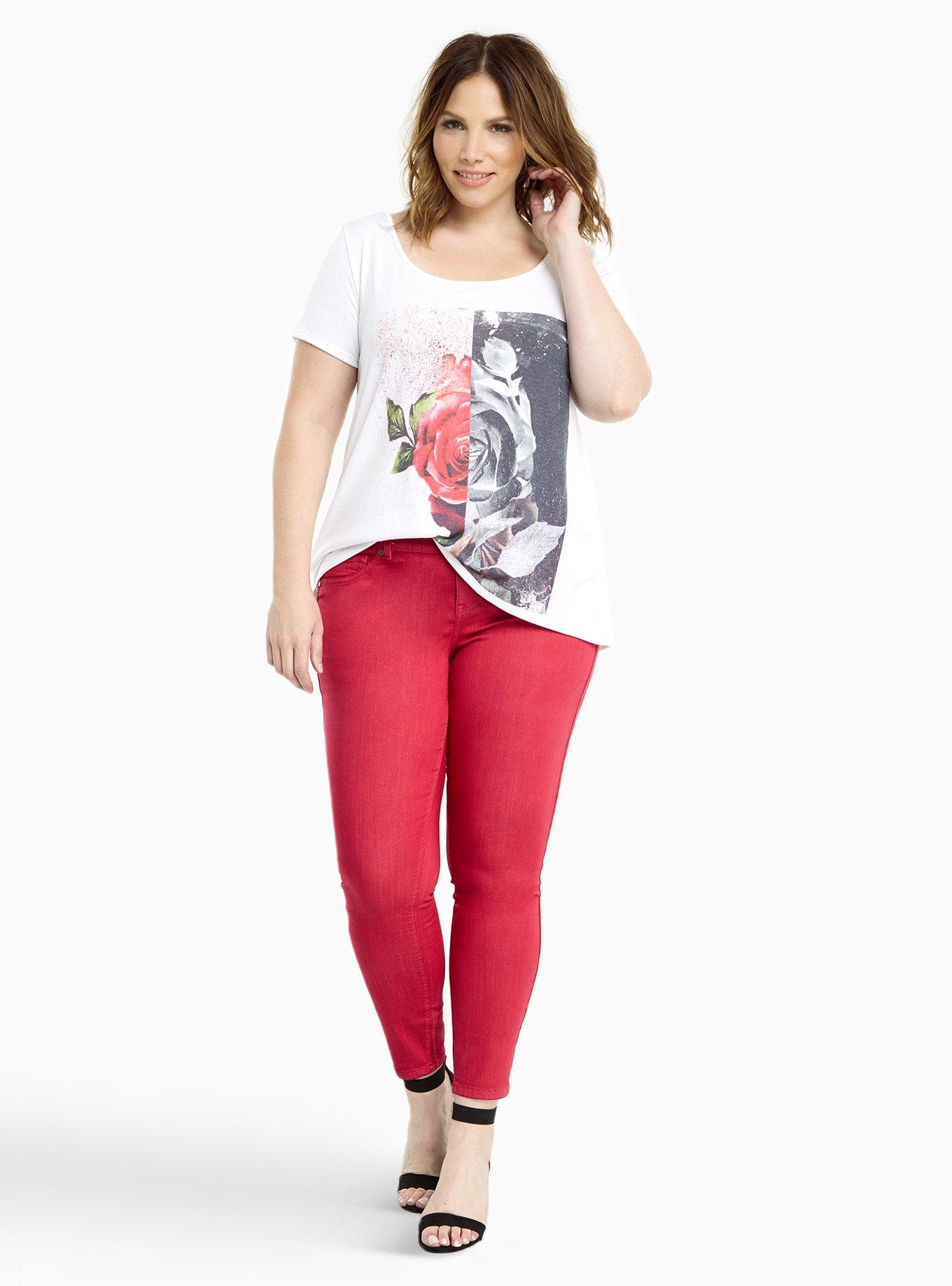 Red jeggings best sale plus size