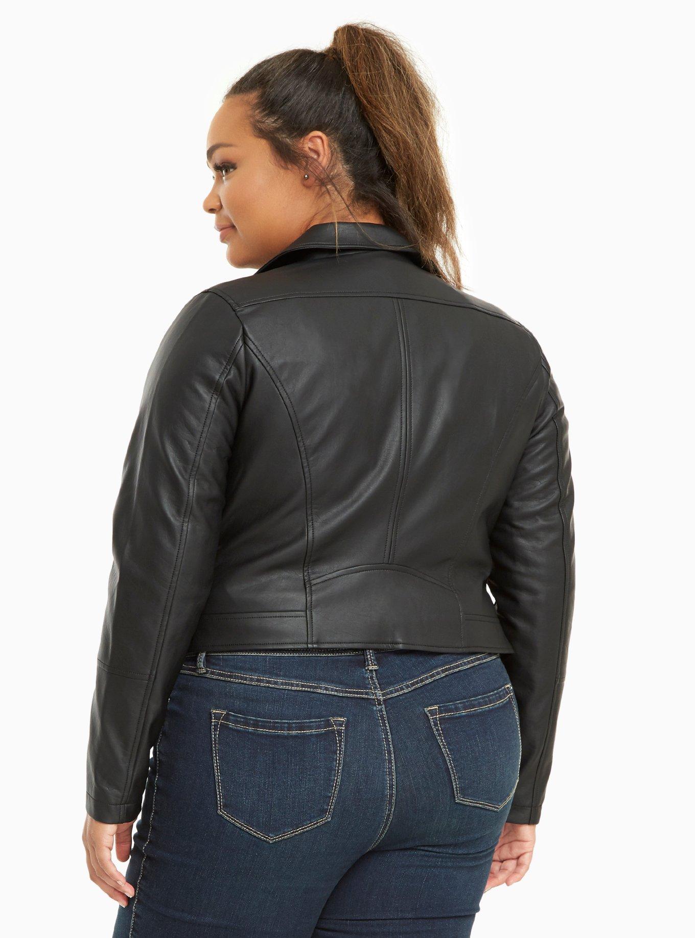 Plus Size - Faux Leather Asymmetrical Moto Jacket - Torrid