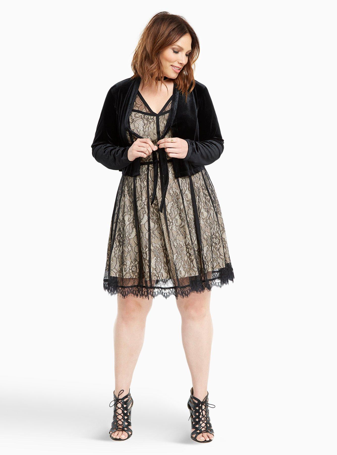 Velvet Cropped Open Front Jacket, DEEP BLACK, alternate