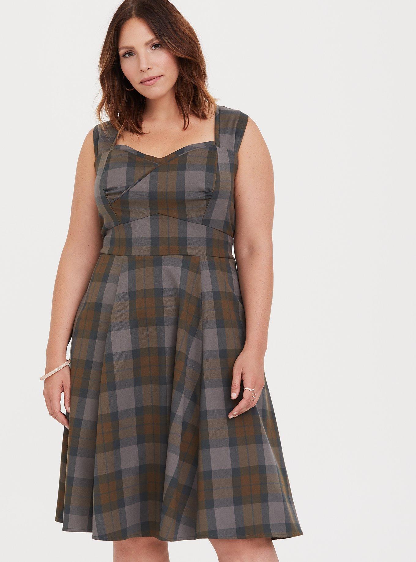 Plus Size - Outlander Tartan Wrap Bodice Swing Dress - Torrid