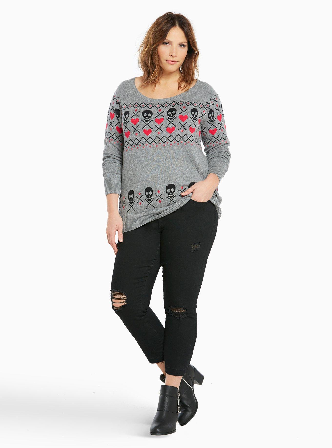 Plus Size - Skull Fair Isle Sweater - Torrid