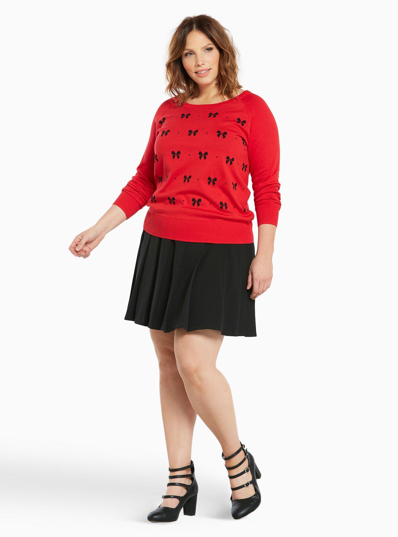 Bow Print Sweater, RACING RED, alternate