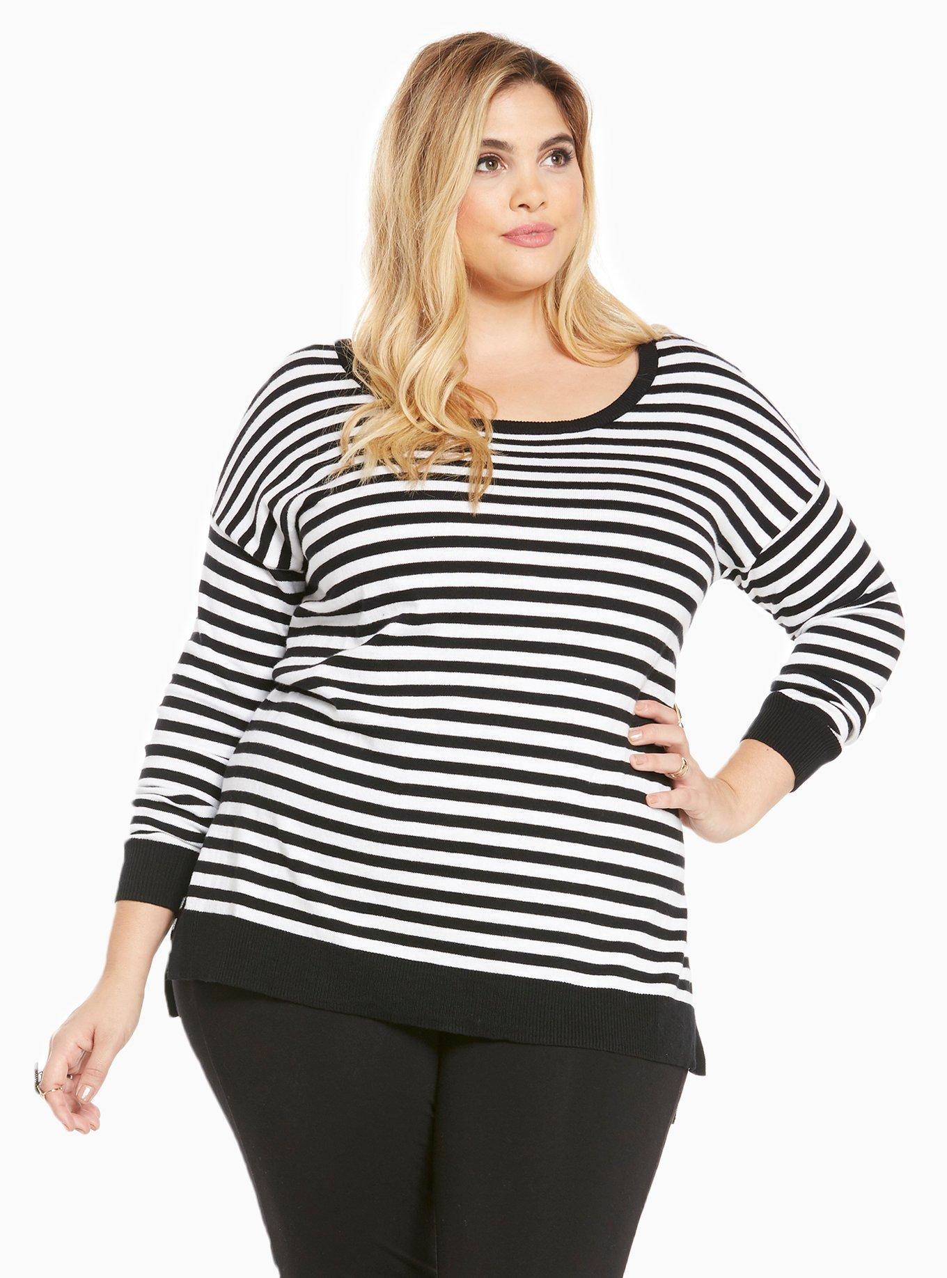 Cozy in Stripes Elbow Patch Sweater - Black & White – The Pulse