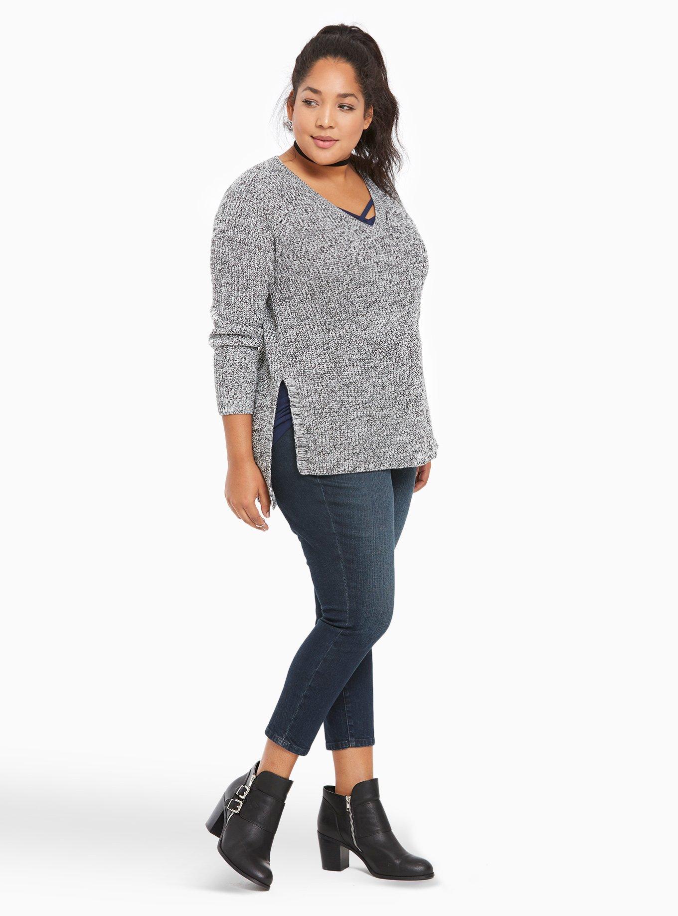 Plus Size - Marled Knit V-Neck Tunic - Torrid