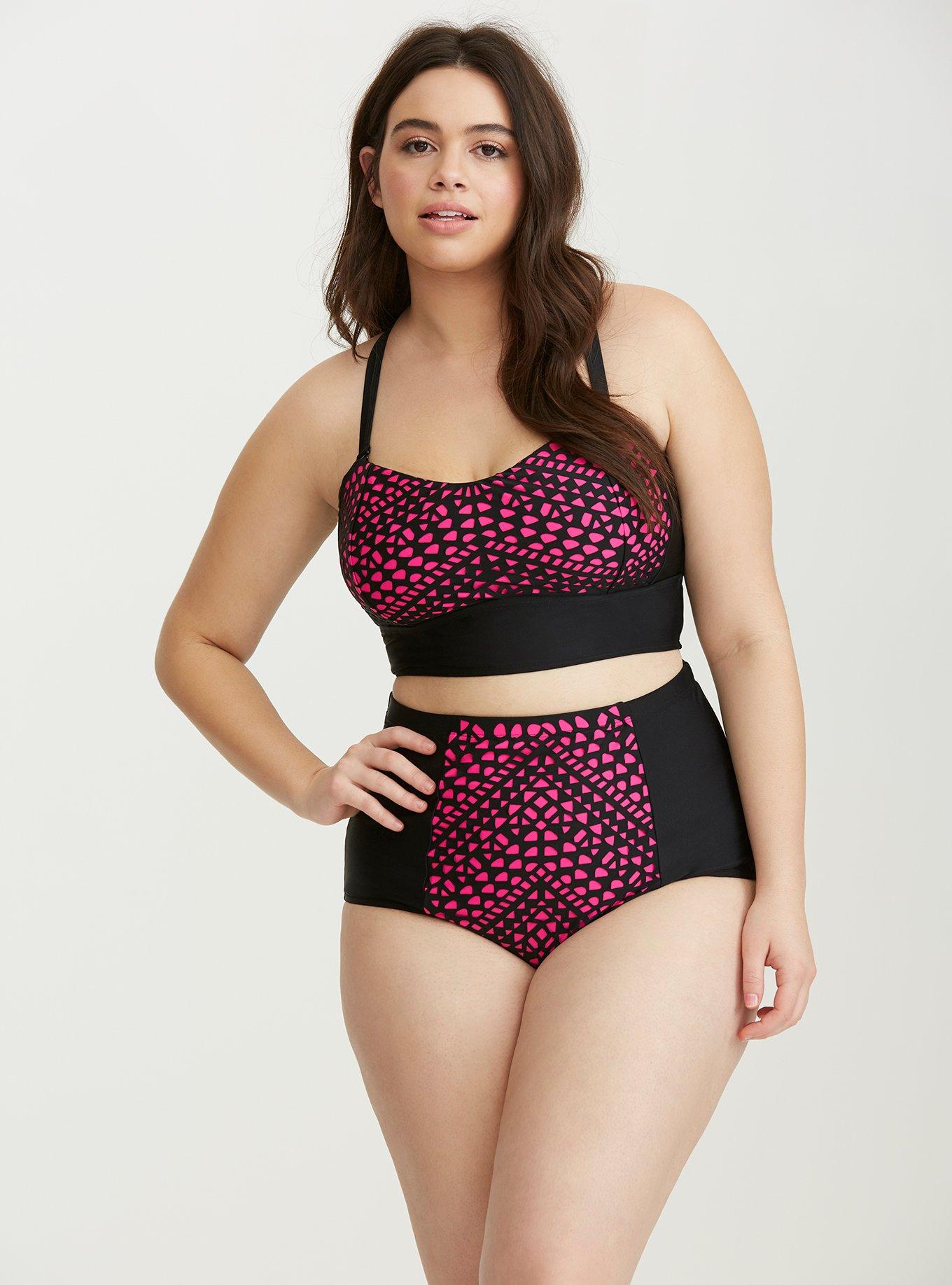 Laser Cut Bandeau Swim Top, , hi-res