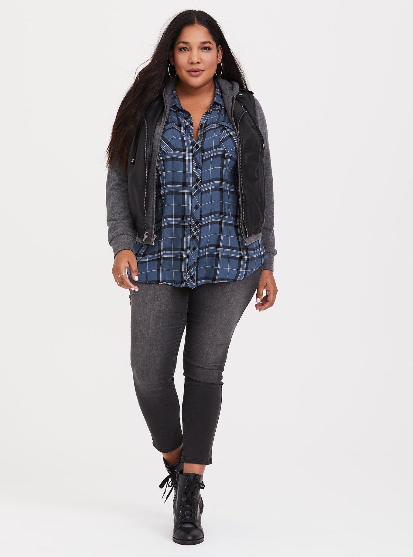 Challis Button-Down Long Sleeve Shirt, MID SUMMER PLAID, alternate