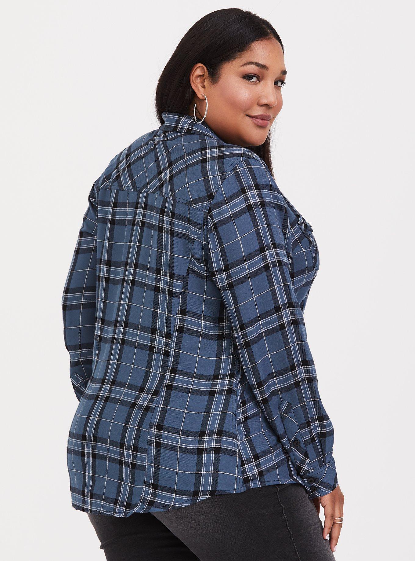 Challis Button-Down Long Sleeve Shirt, MID SUMMER PLAID, alternate