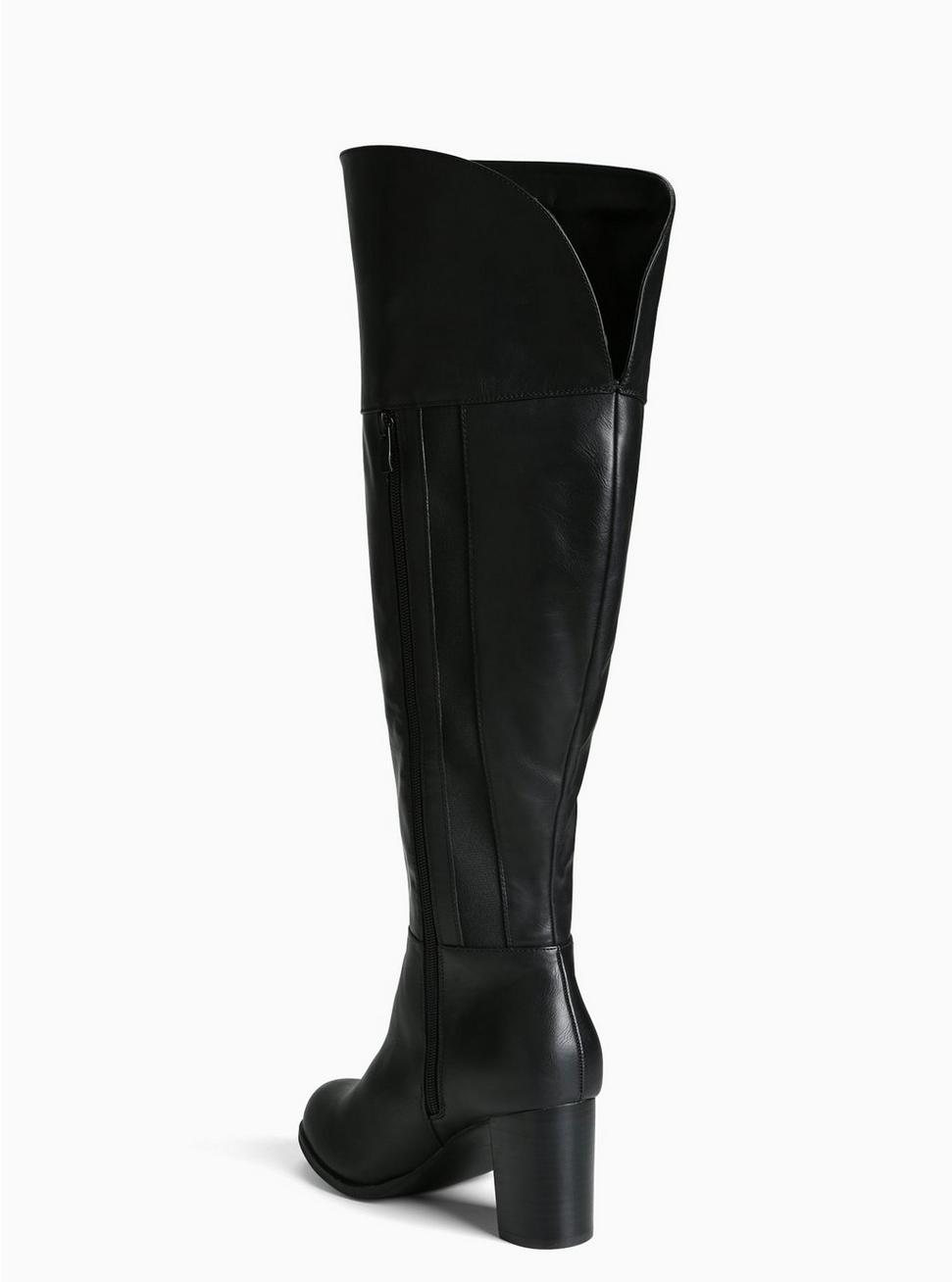 Plus Size - Faux Leather Over the Knee Heel Boots (Wide Width & Wide ...