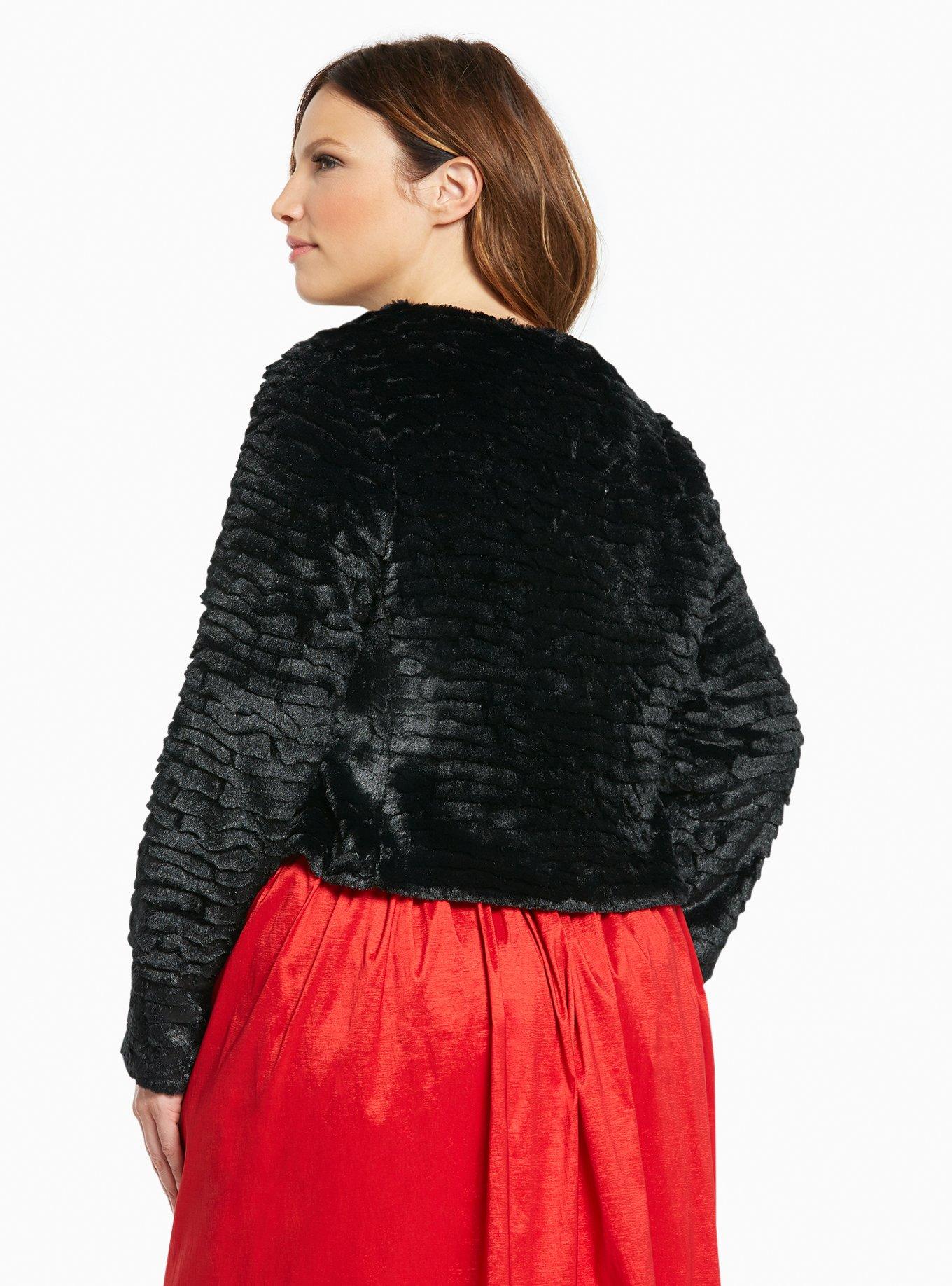 Cropped Faux Fur Jacket, DEEP BLACK, alternate