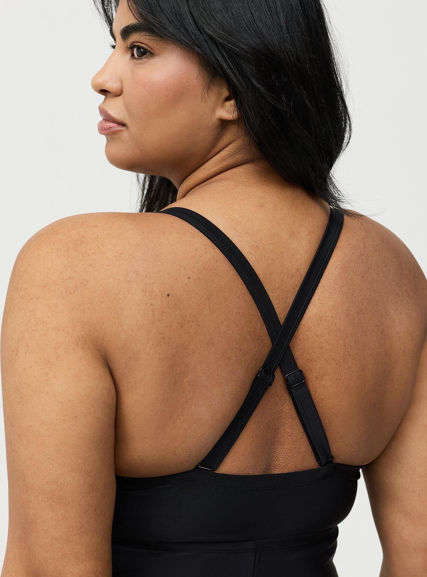 Slim Fix Lattice One Piece Swimsuit, DEEP BLACK, alternate