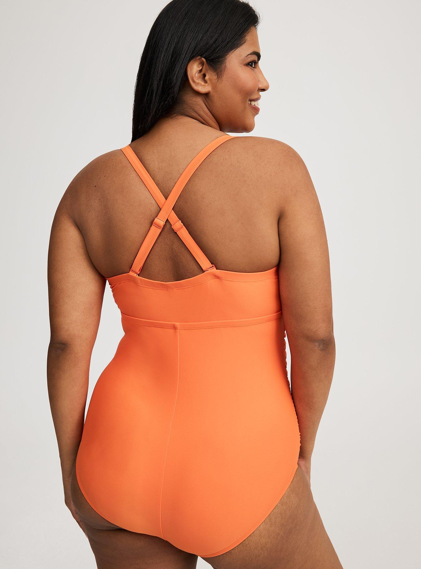 Slim Fix Wireless Lattice Front One Piece Swimsuit