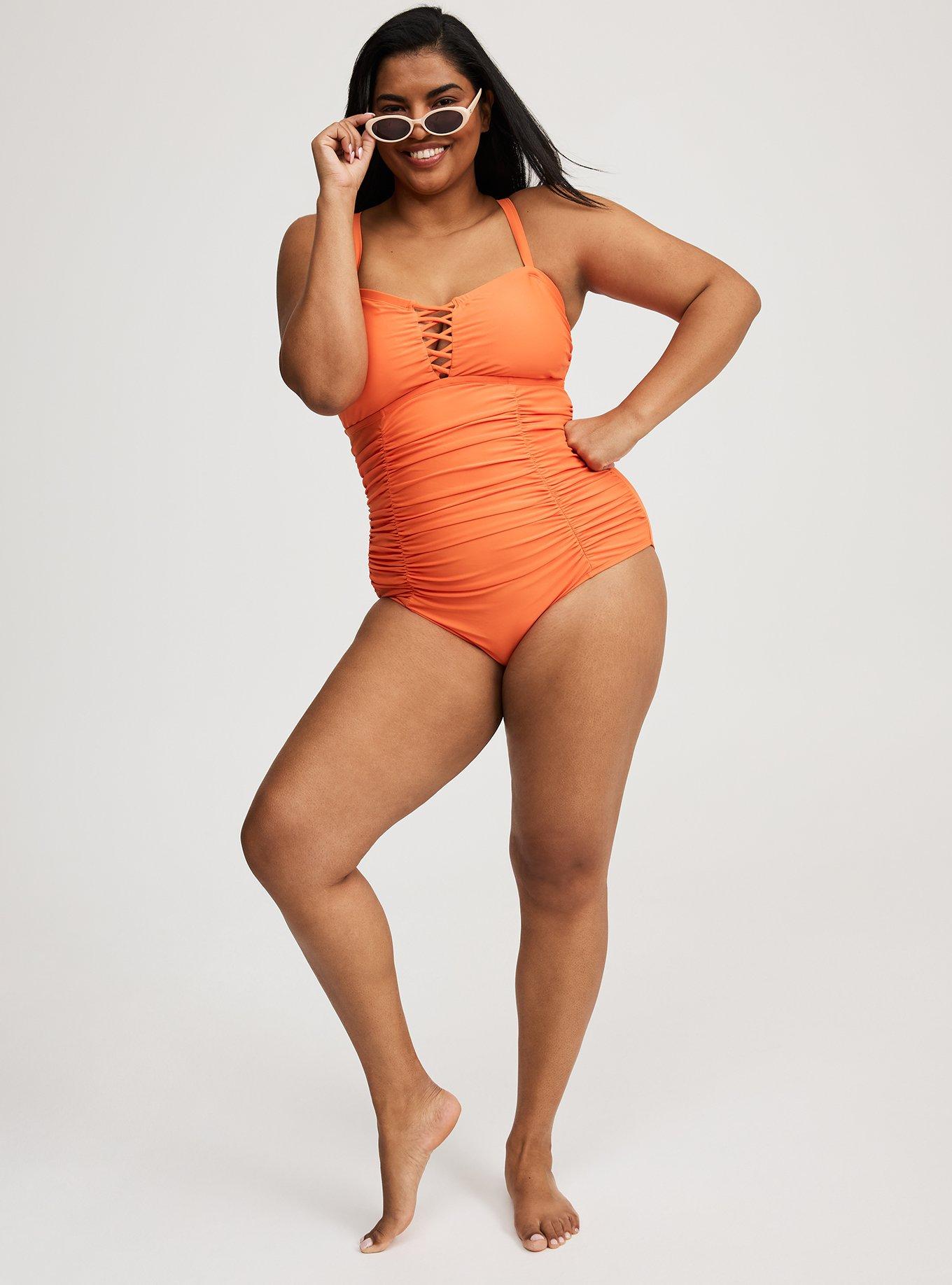 Slim Fix Wireless Lattice Front One Piece Swimsuit