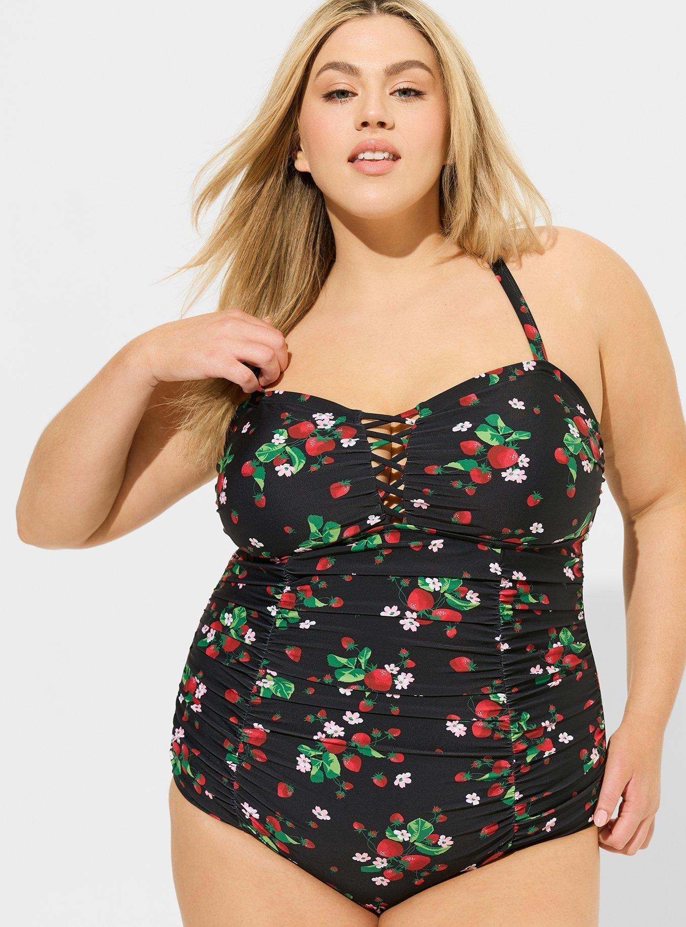 Plus Size - Corset Shape Swim One Piece - Black - Torrid