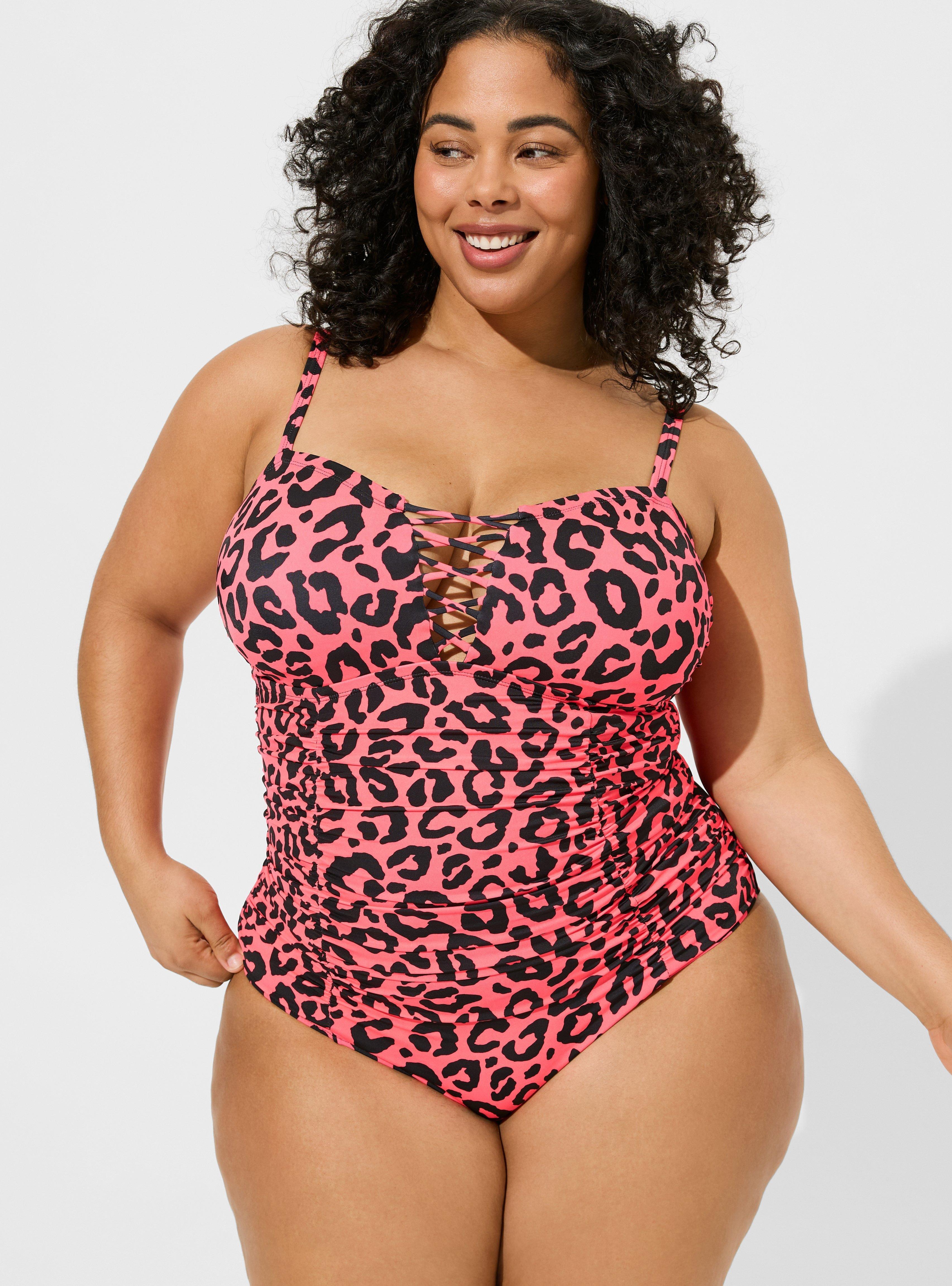 Plus Size - Slim Fix Wireless Lattice Front One Piece Swimsuit - Torrid