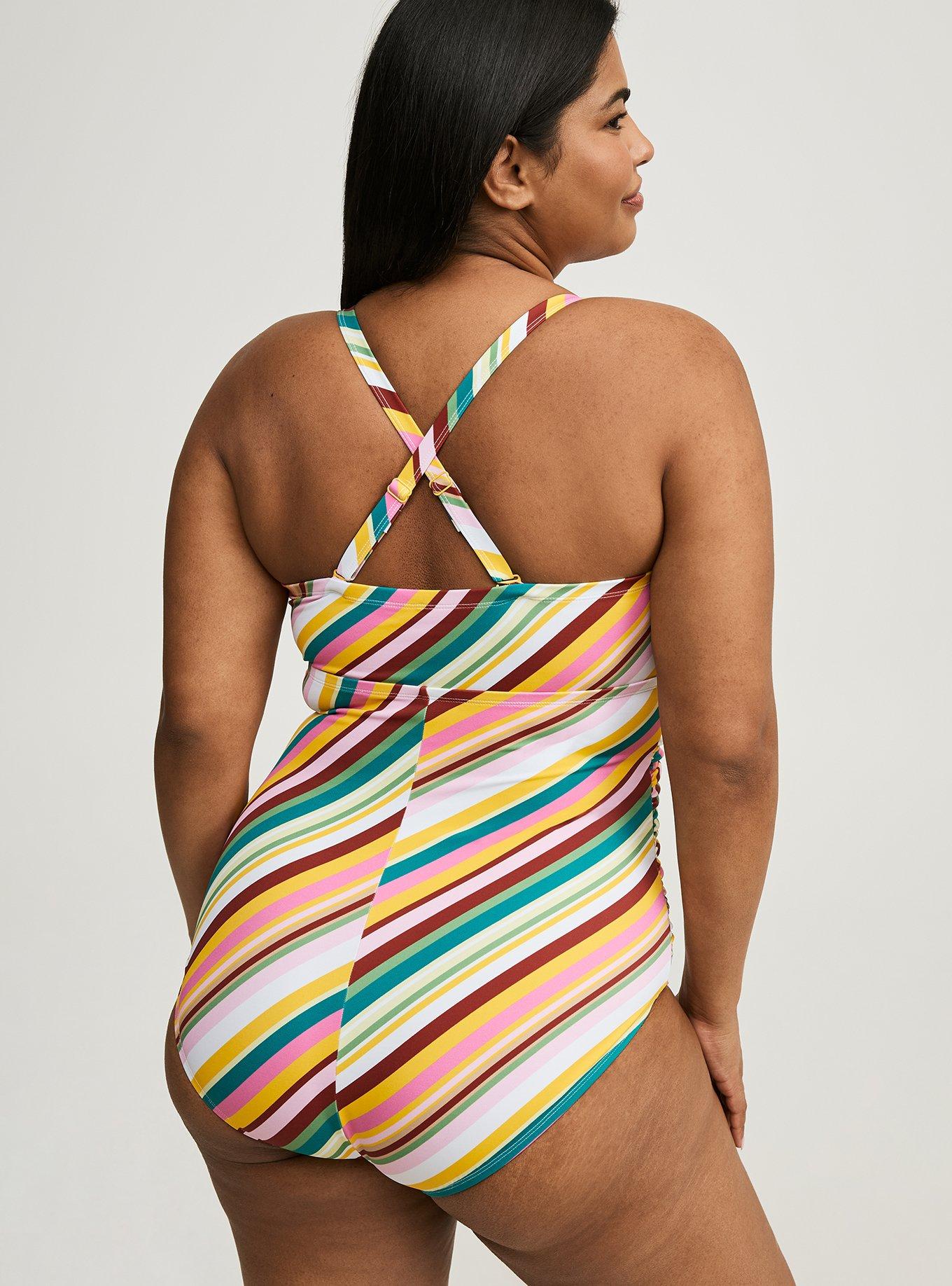 Slim Fix Wireless Lattice Front One Piece Swimsuit