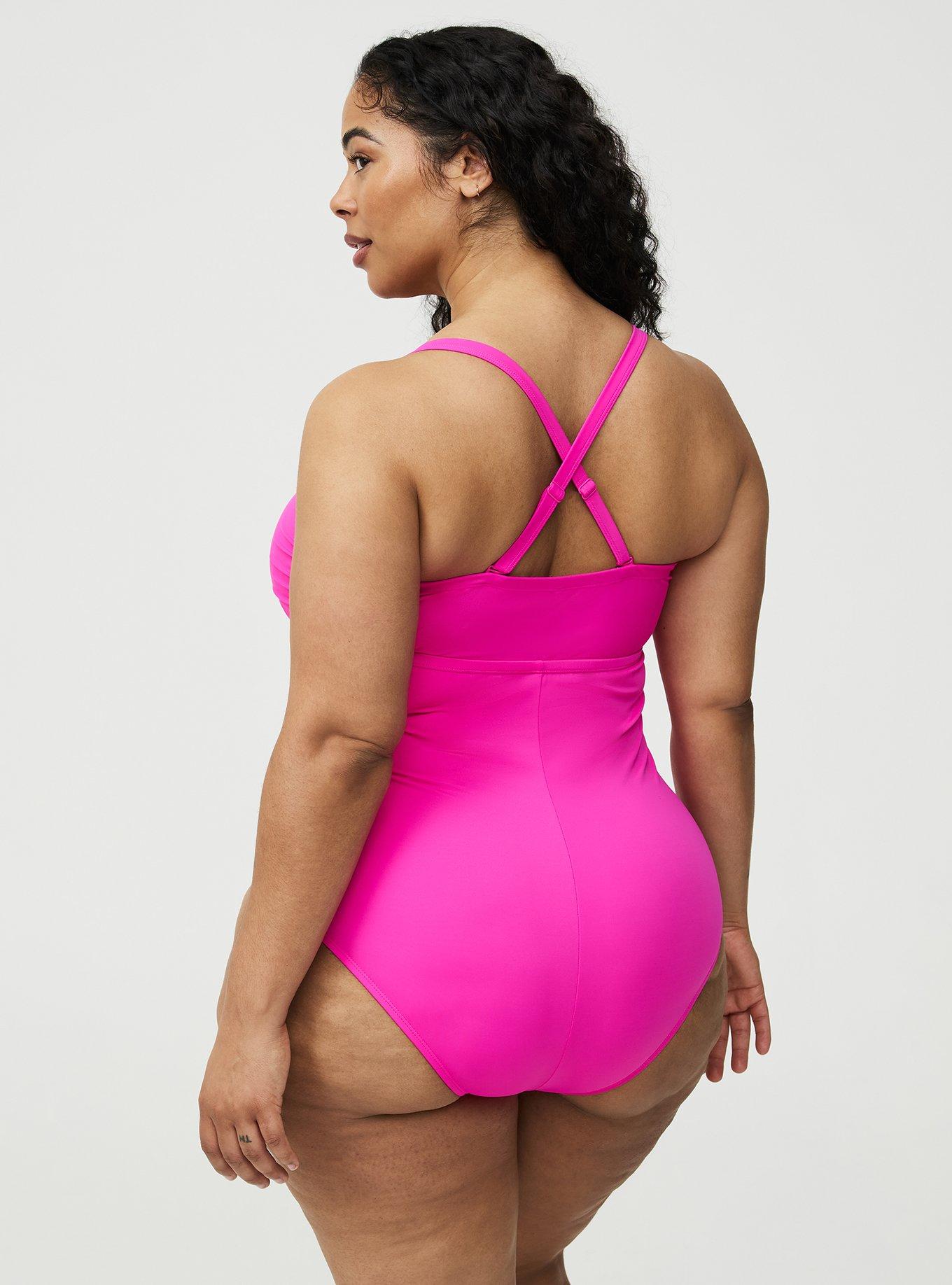 Slim Fix Lattice One Piece Swimsuit, AZALEA PINK, alternate