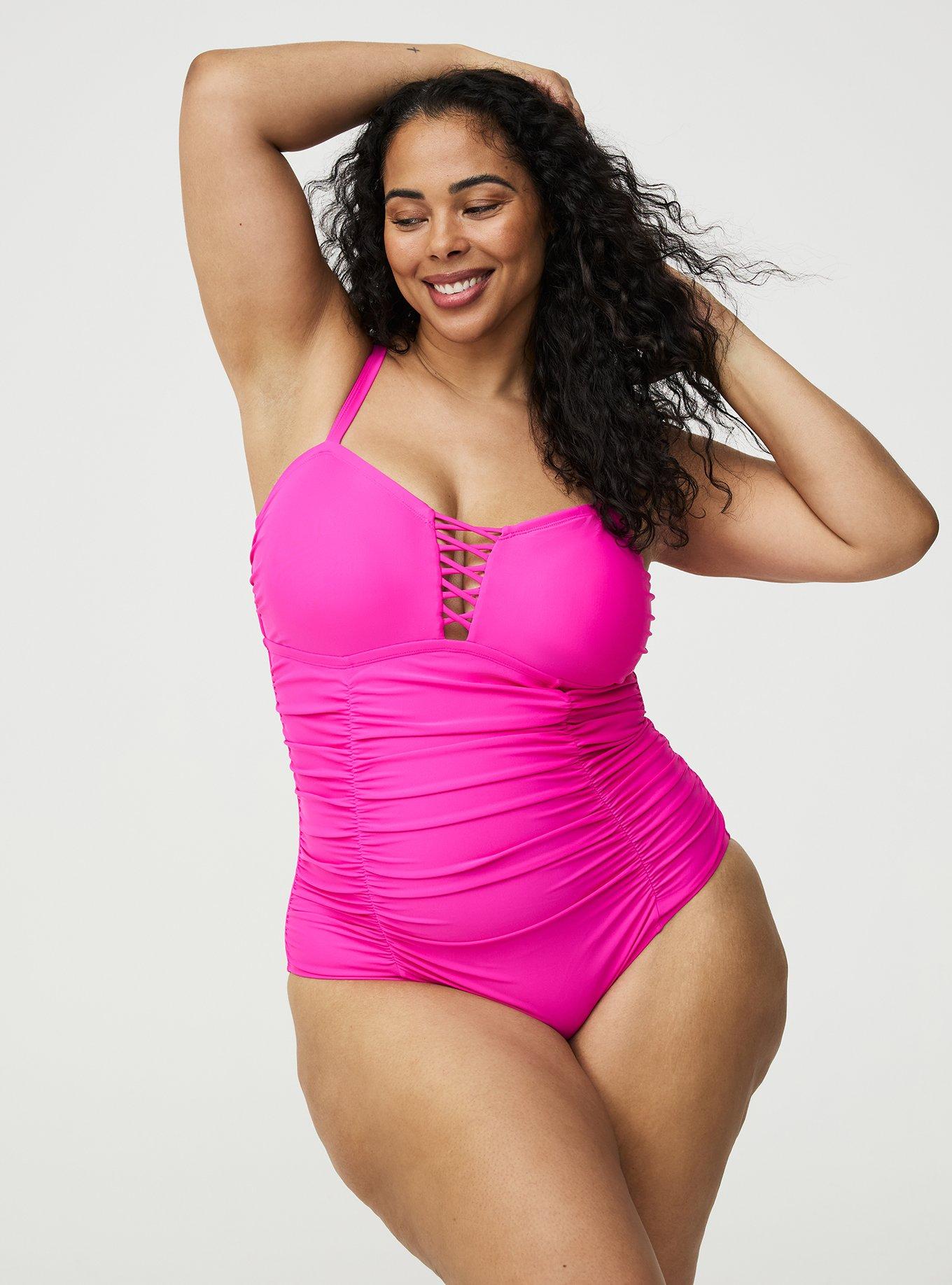 Slim Fix Lattice One Piece Swimsuit, AZALEA PINK, hi-res