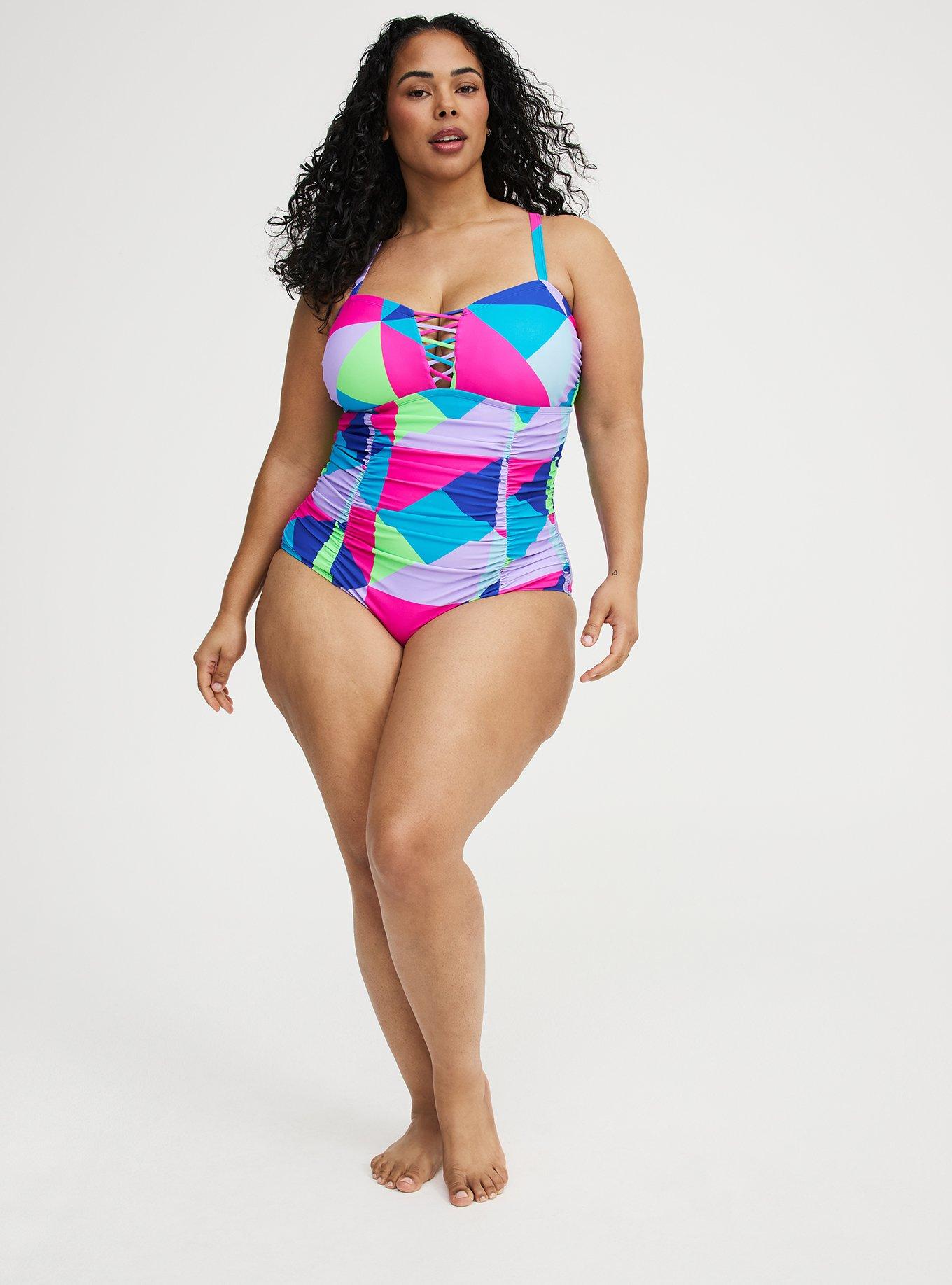 Slim Fix Lattice One Piece Swimsuit, CHILL OUT GEO MULTI, alternate