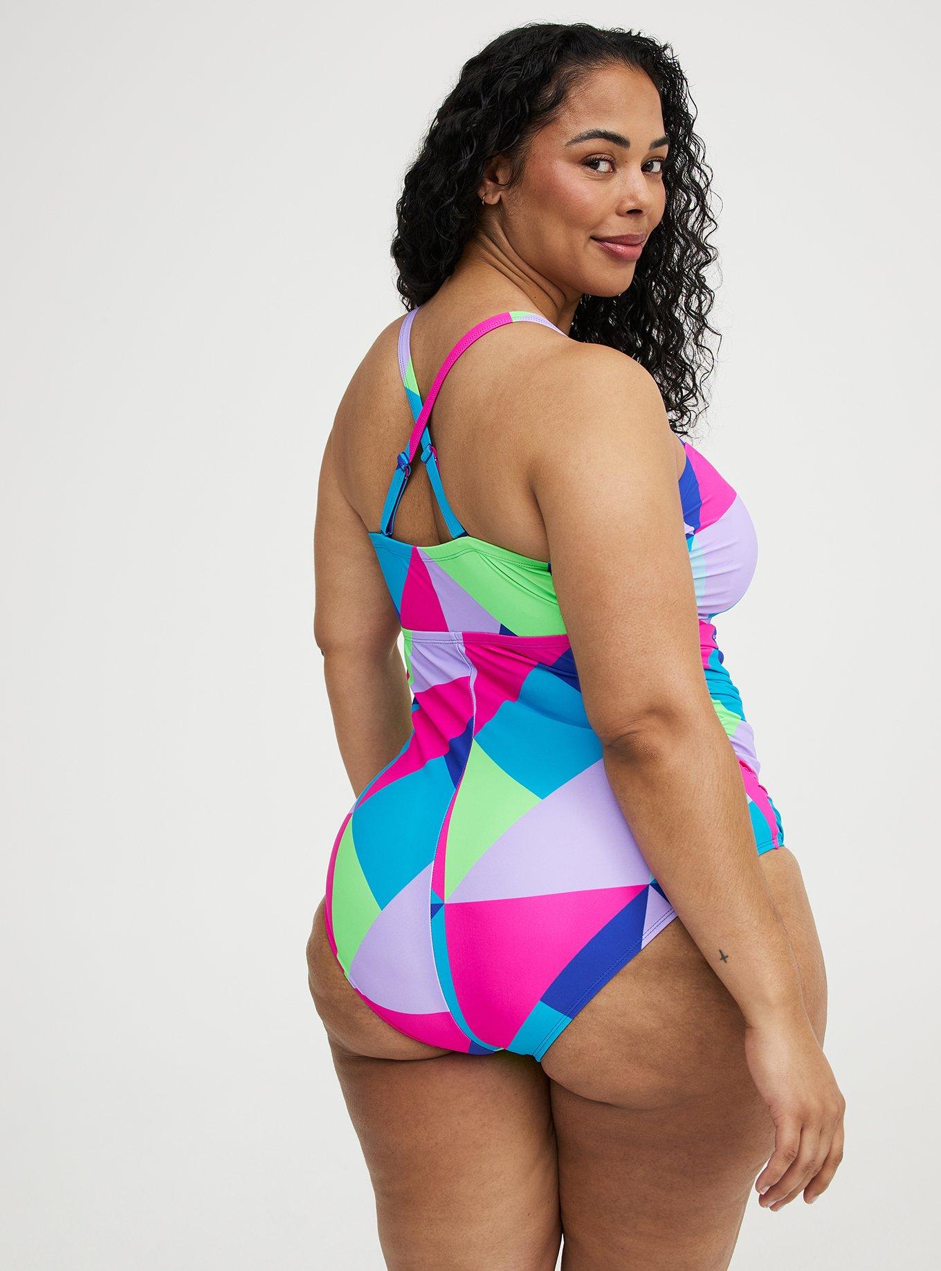 Slim Fix Lattice One Piece Swimsuit, CHILL OUT GEO MULTI, alternate