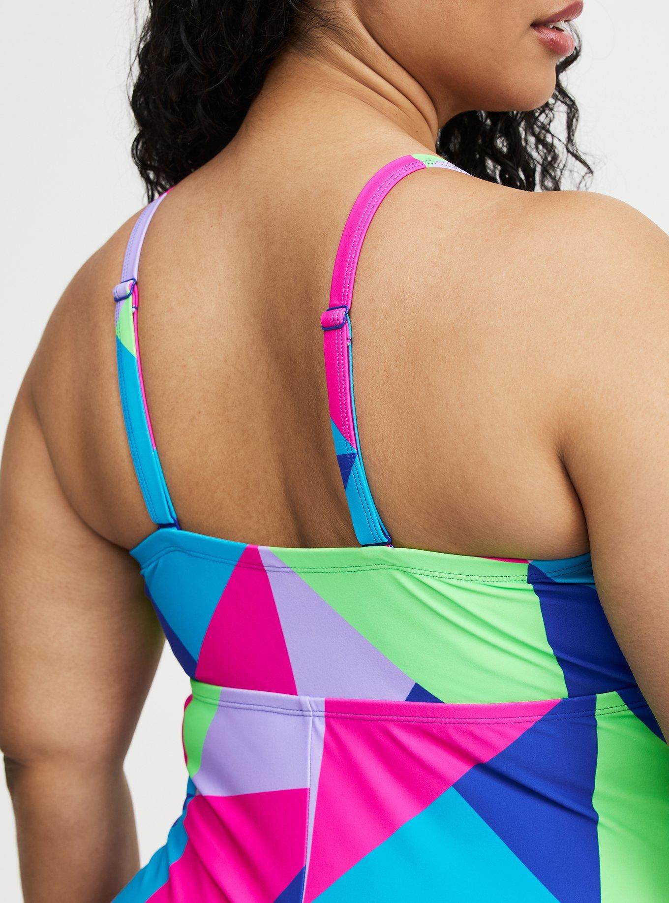 Slim Fix Lattice One Piece Swimsuit, CHILL OUT GEO MULTI, alternate