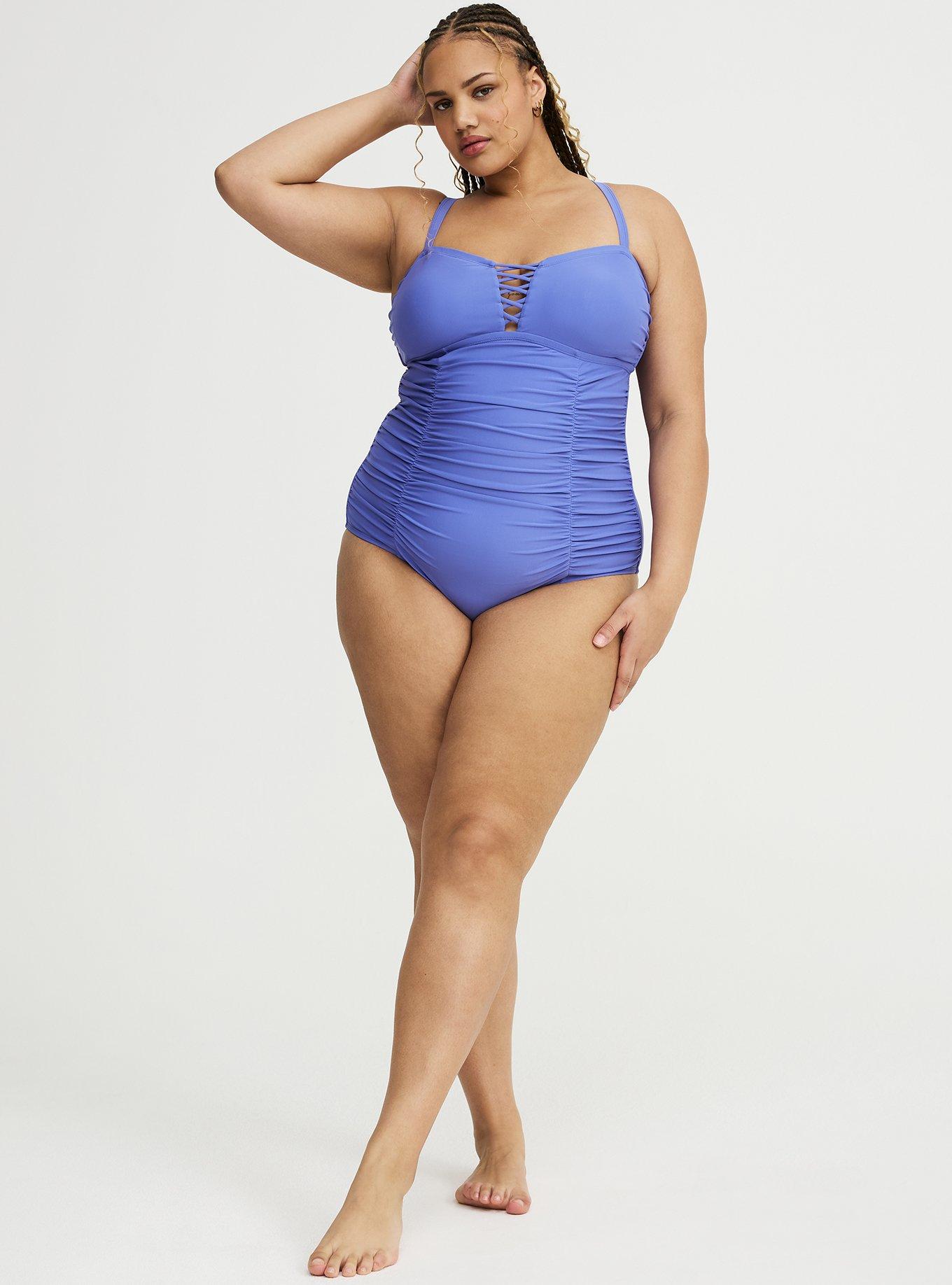 Slim Fix Lattice One Piece Swimsuit, VIOLET STORM, alternate