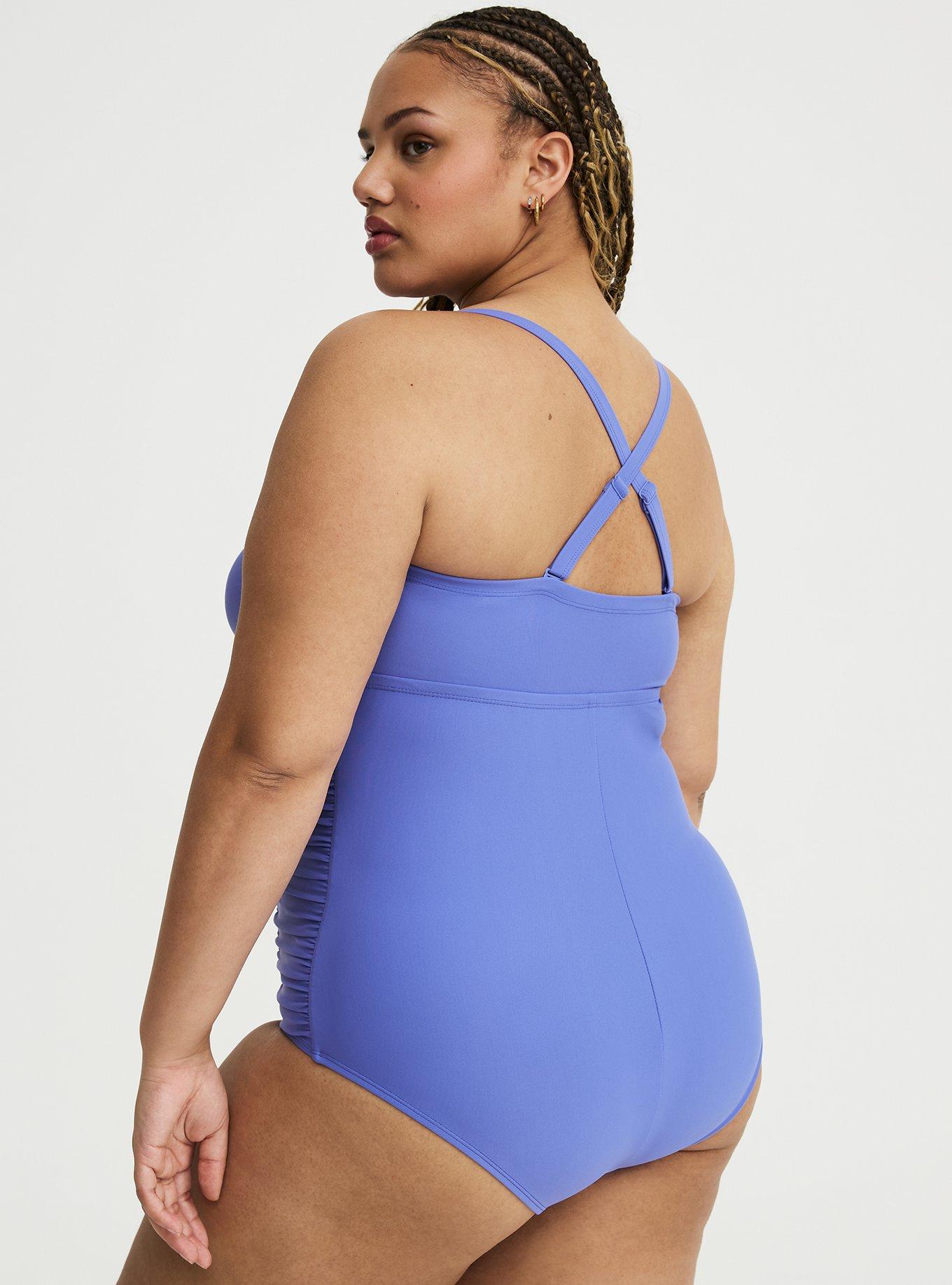Slim Fix Lattice One Piece Swimsuit, VIOLET STORM, alternate