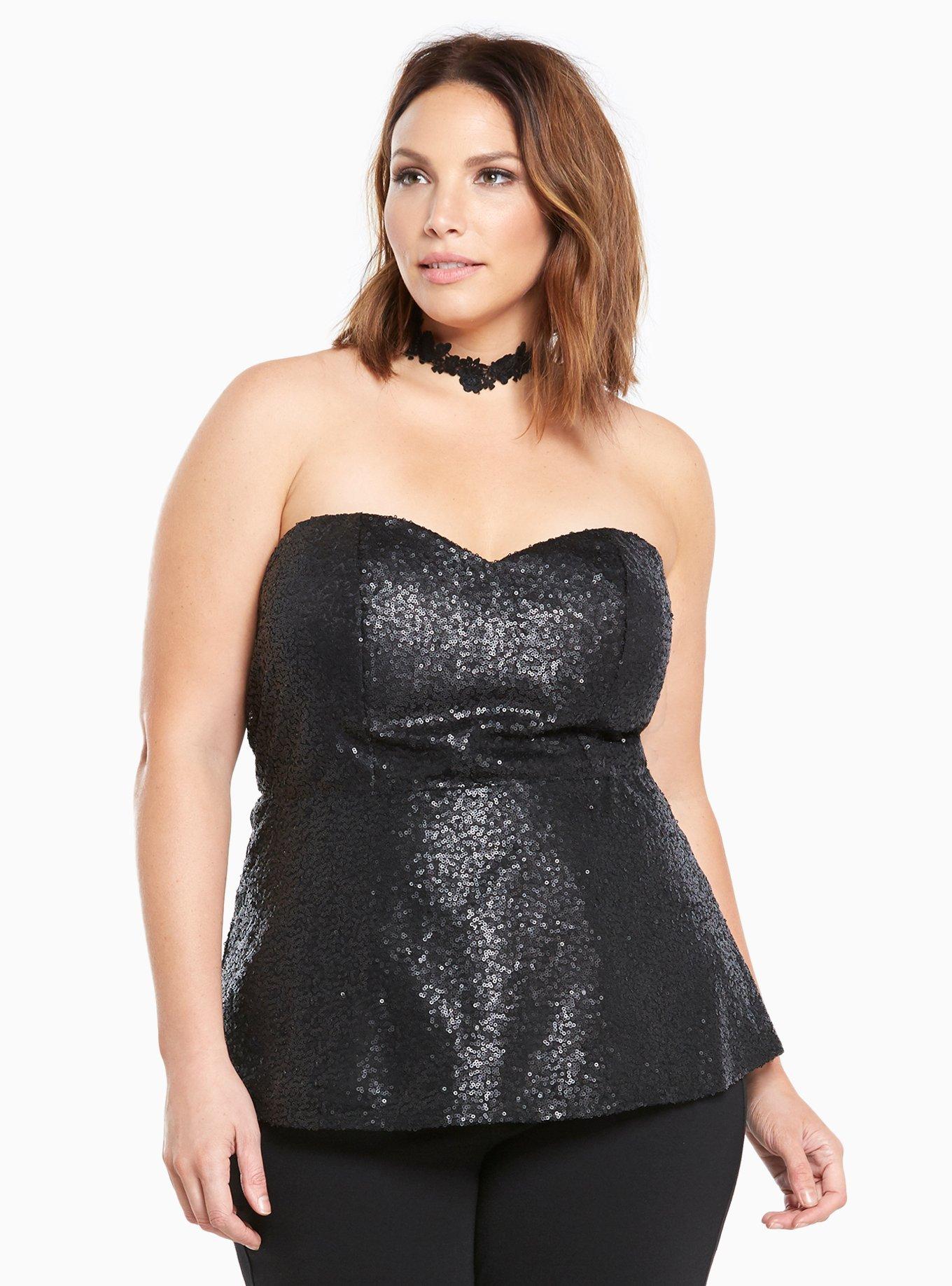 Plus Size - Sequin Peplum Tube Top - Torrid