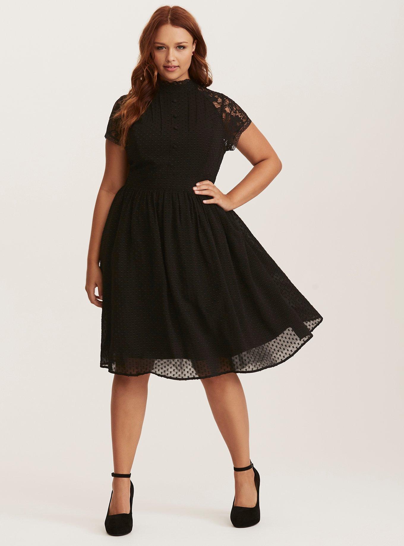 Midi Clip Dot Button-Front Swing Dress, , hi-res