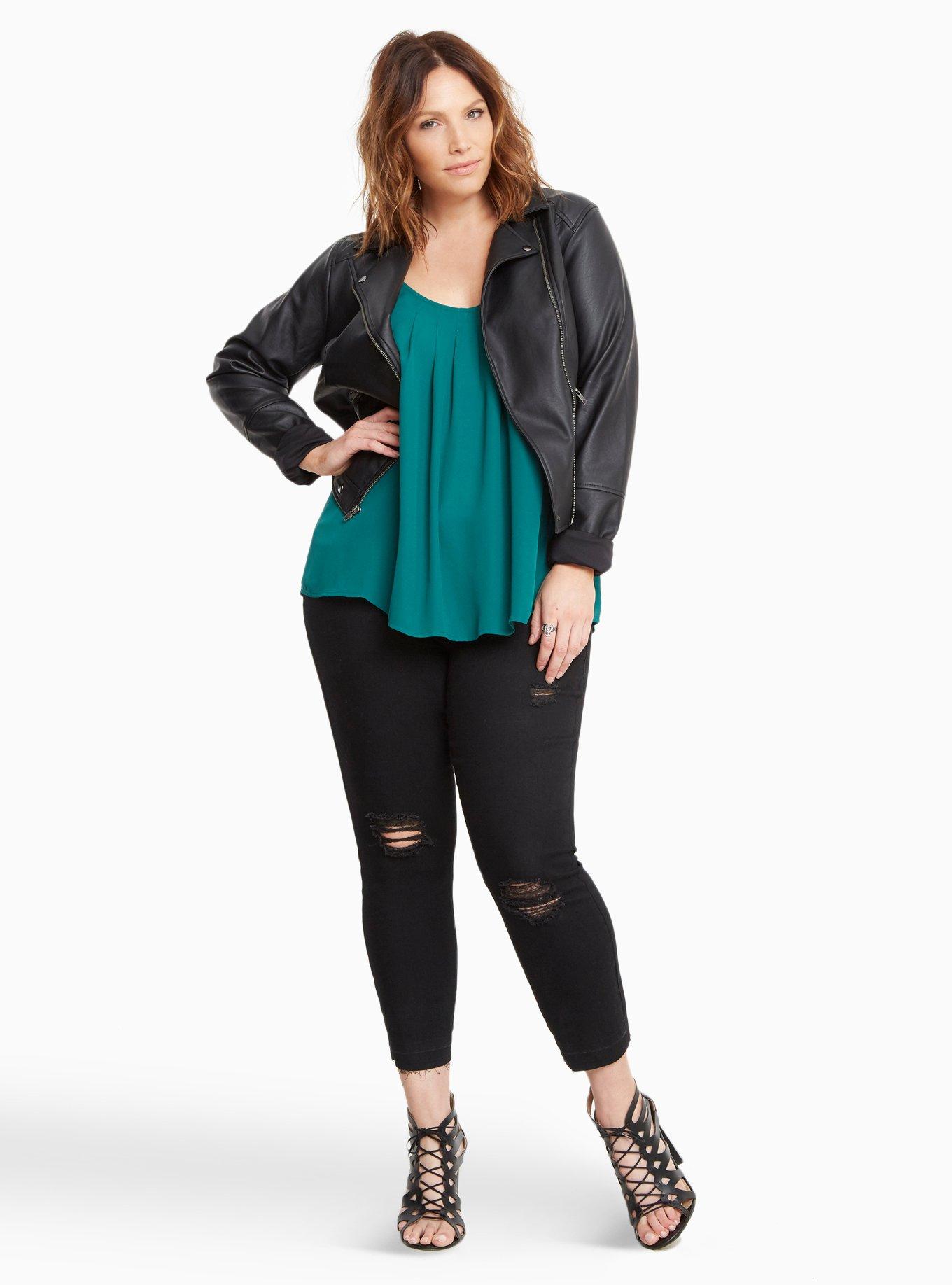 Plus Size Pleated Front Georgette Cami Top, FOREST BIOME, alternate